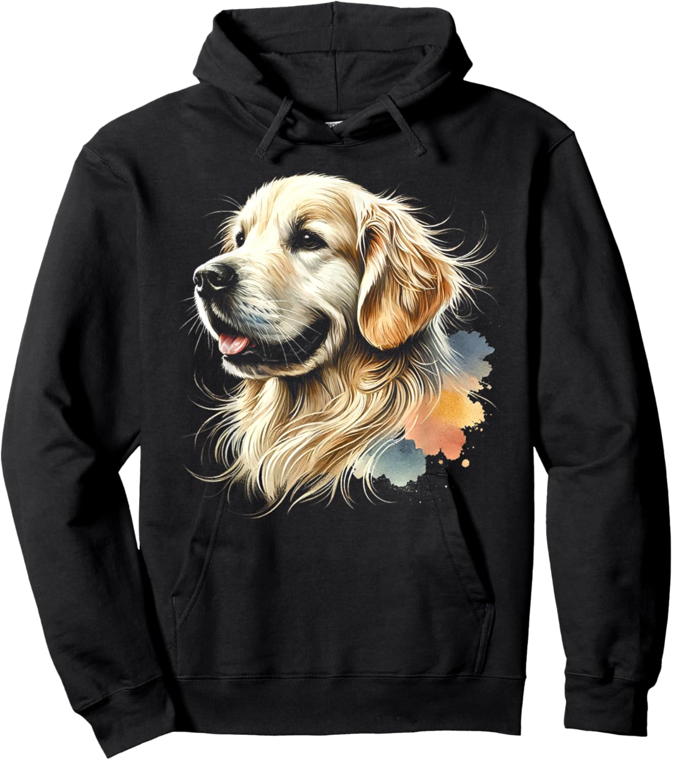 Golden Retriever Watercolor Pop Art Portrait Cute Dog Owners Women Girls Kids Hoodie - Hoodie | Black