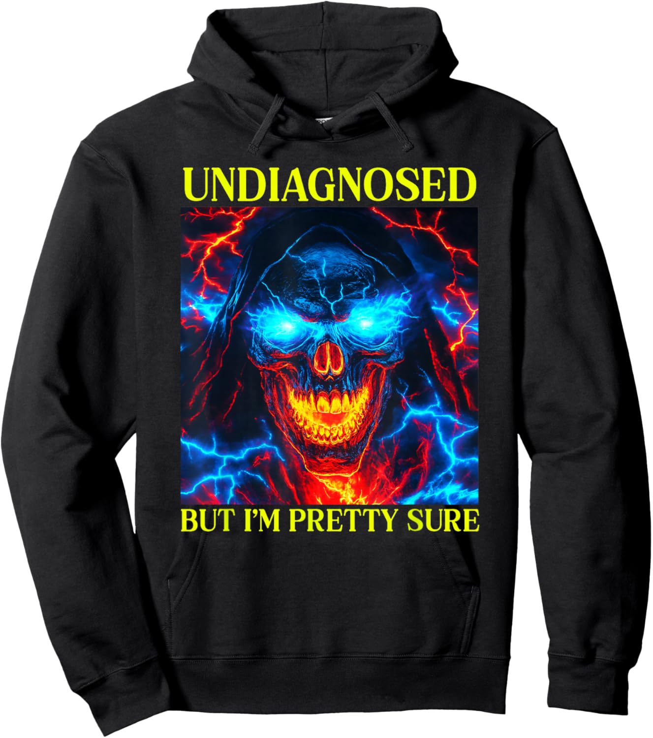 Undiagnosed But I'm Pretty Sure Flaming Skeleton Autism Meme Hoodie - Hoodie | Black