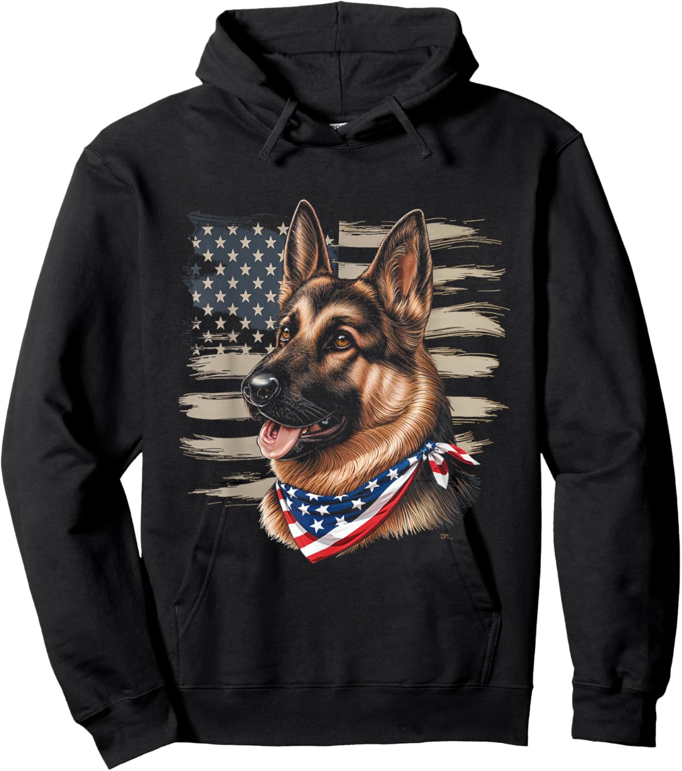 German Shepherd American Flag Dog Patriotic Pet Hoodie - Hoodie | Black