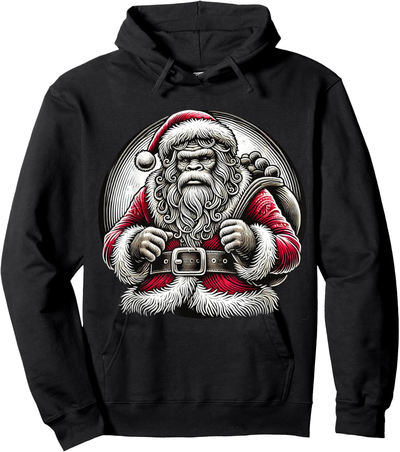 Bigfoot Sasquatch Santa Claus Christmas Hoodie - Hoodie | Black