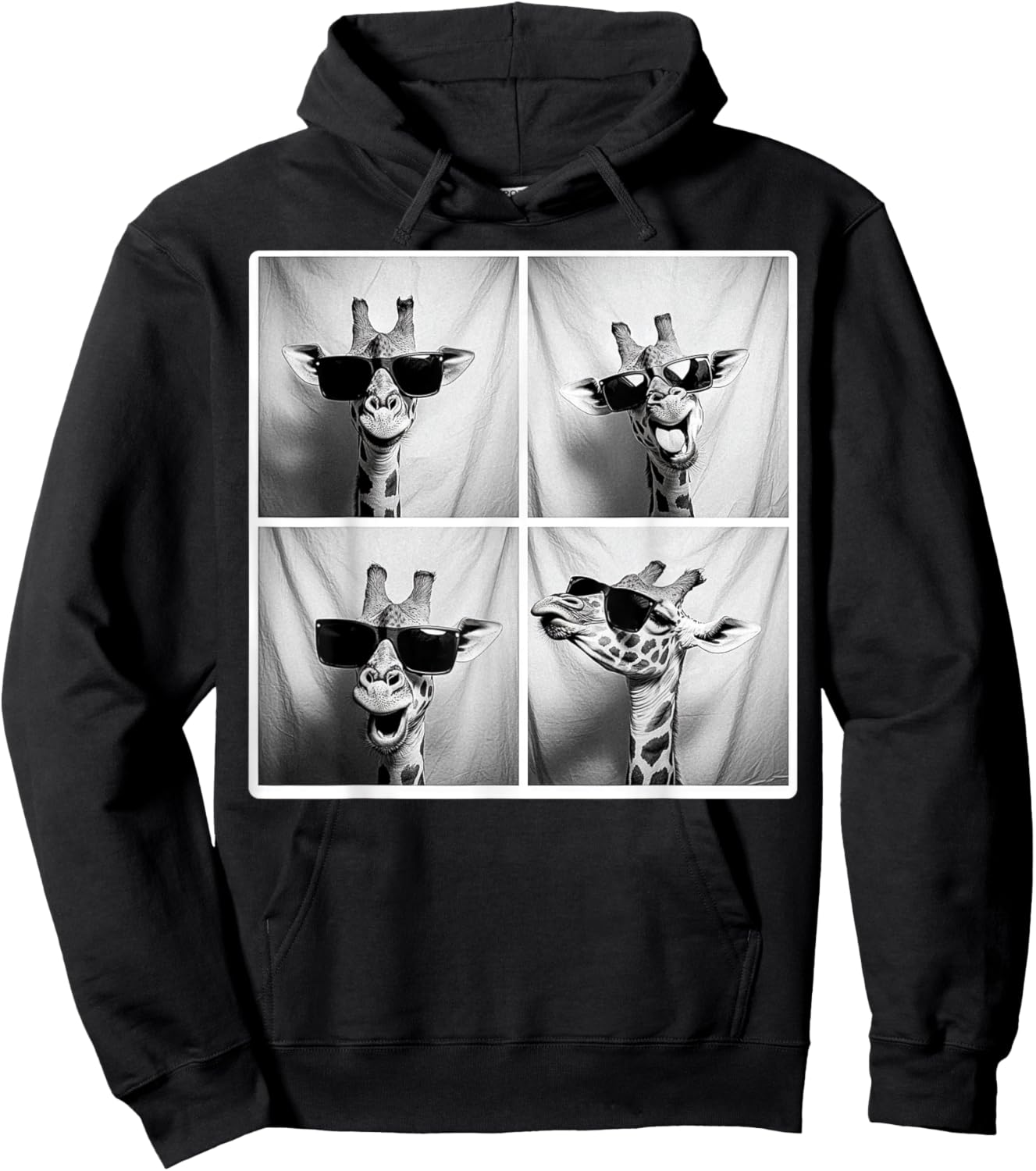 Giraffe Wearing Sunglasses Funny Photobooth Safari Selfie Hoodie - Hoodie | Black