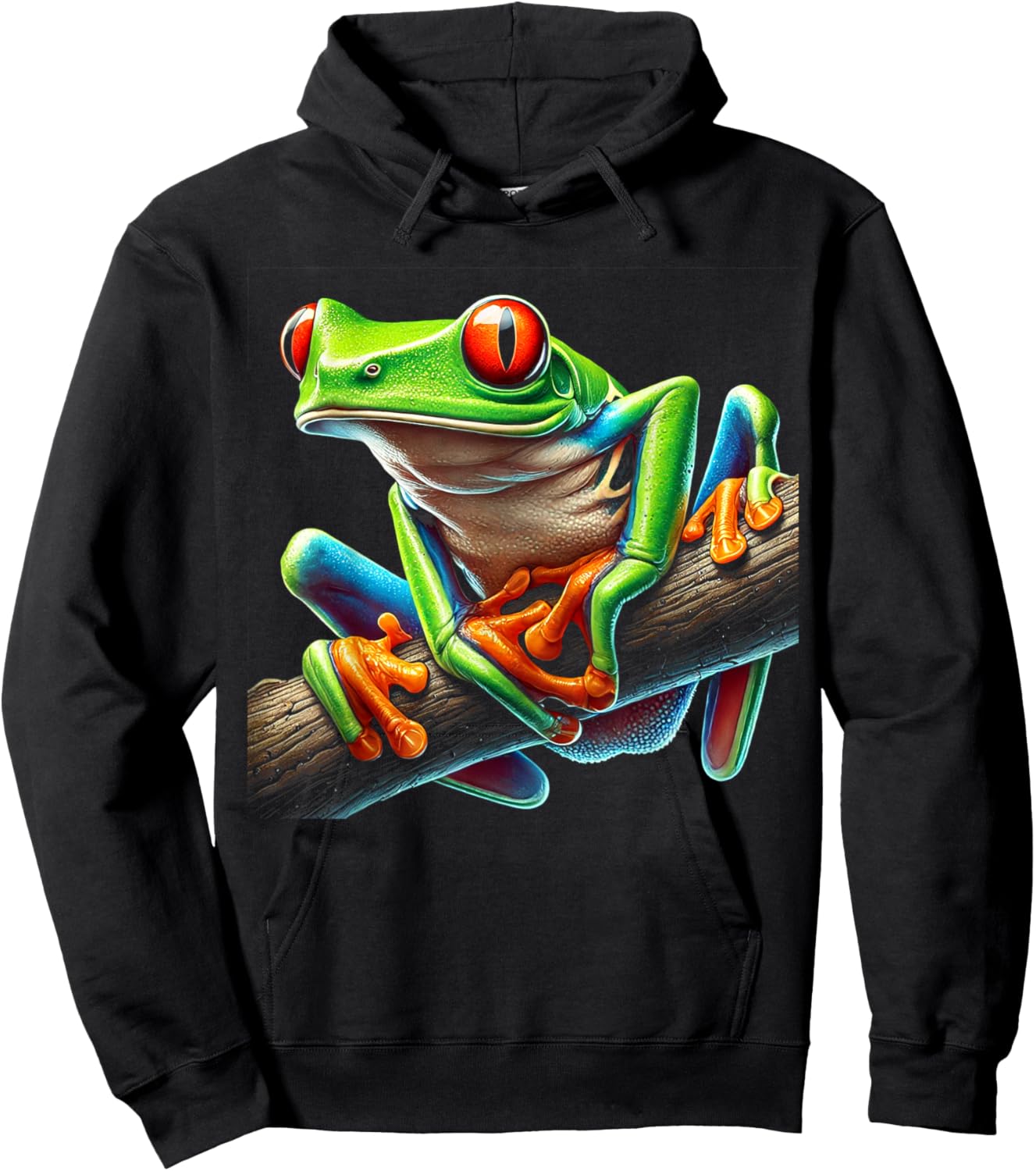 Green Body Red Eyed Tree Frog Rainforest Amphibian Hoodie - Hoodie | Black