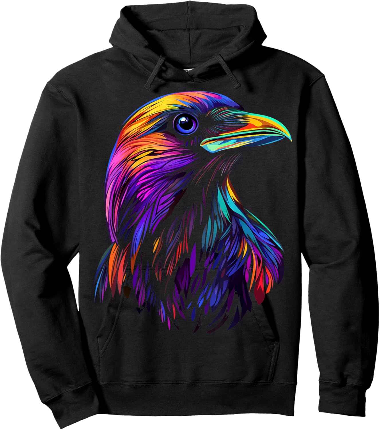Colorful Crow Face Cute Birds Animal Lover Men Women Black Hoodie - Hoodie | Black