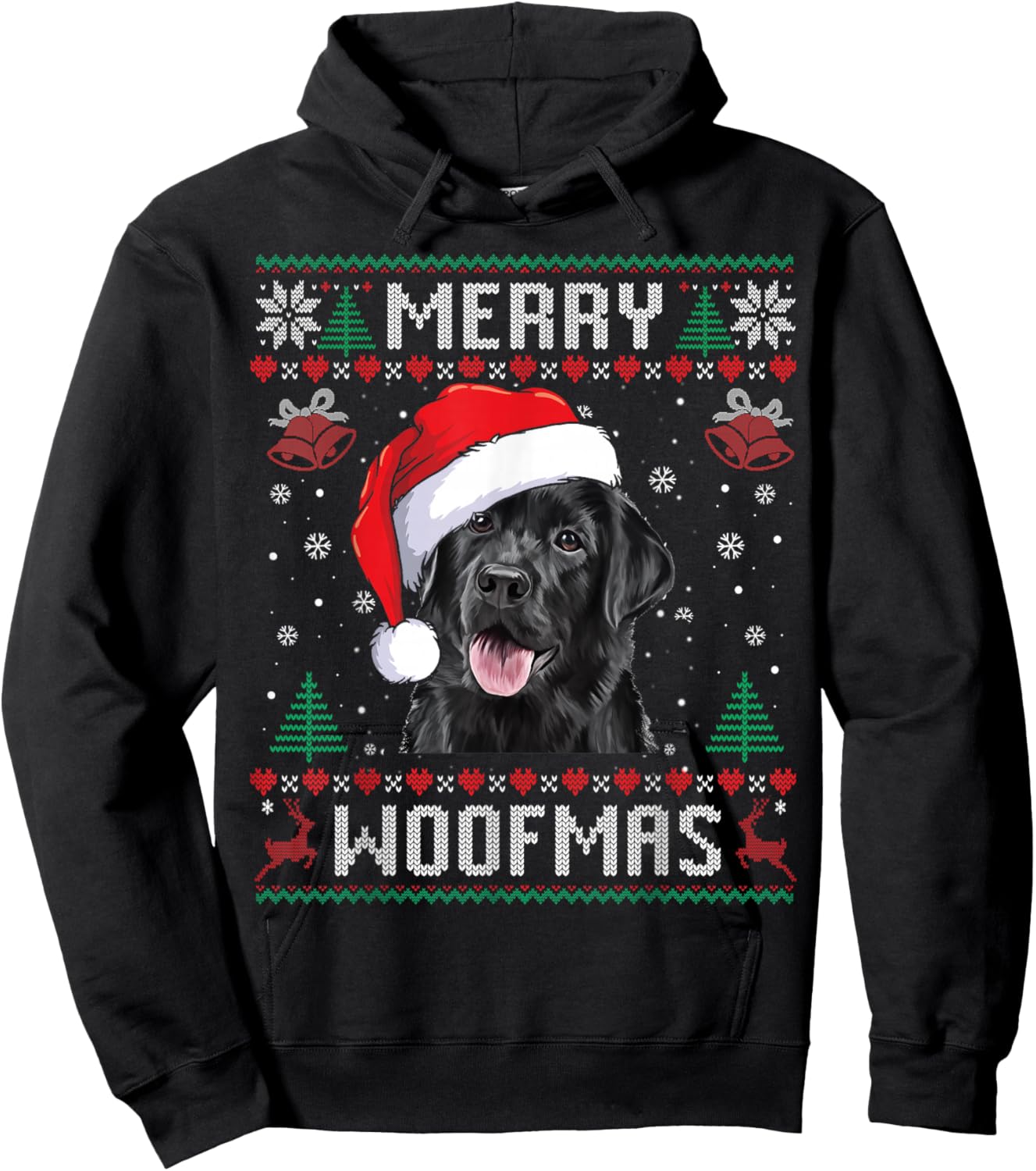 Merry Woofmas Ugly Sweater Black Lab Labrador Christmas Hoodie - Hoodie | Black
