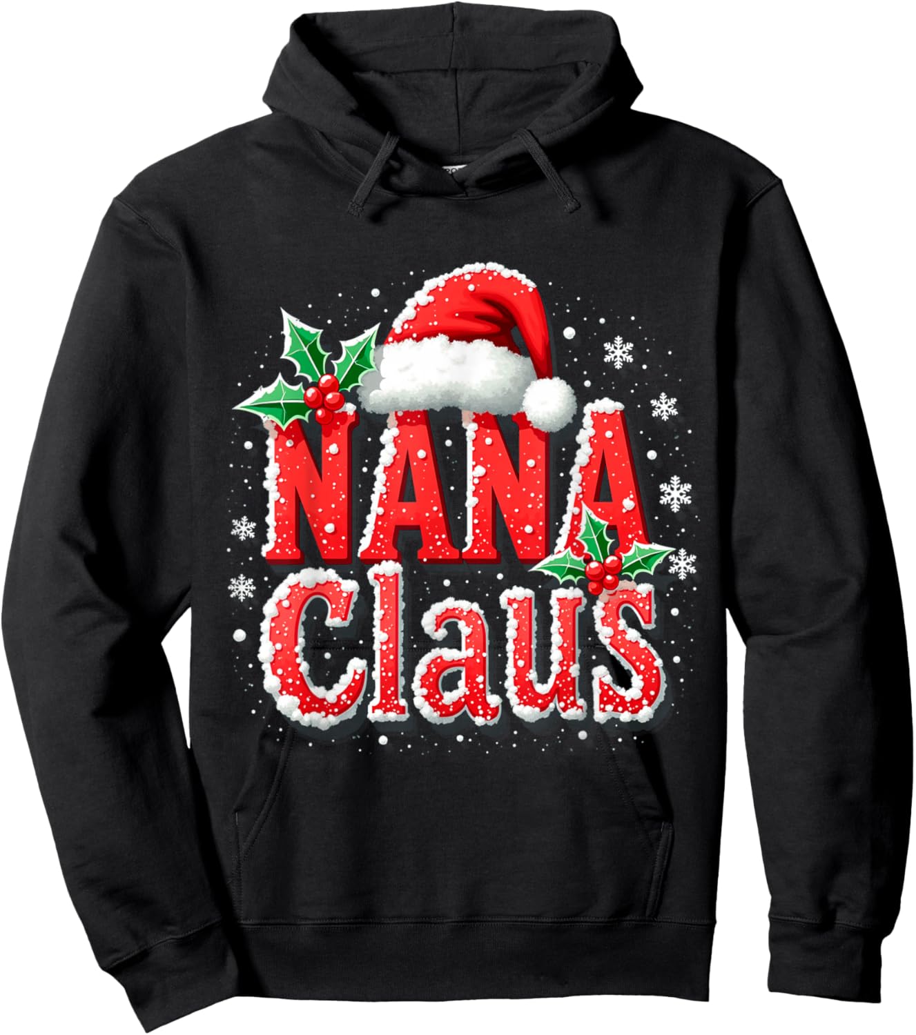 Nana Claus Santa Hat Christmas lights family Xmas Men Women Hoodie - Hoodie | Black