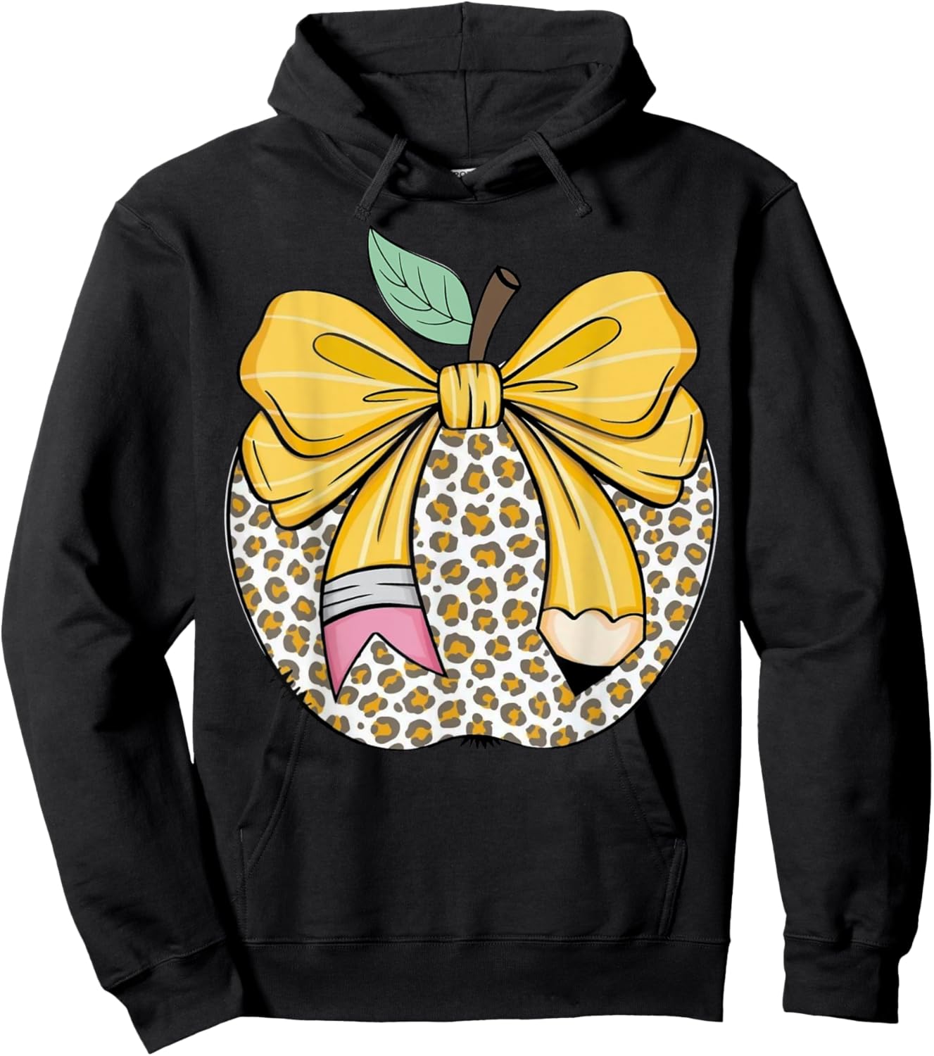 Teacher Coquette Pencil Bow And Apple Teacher Hoodie - Hoodie | Black