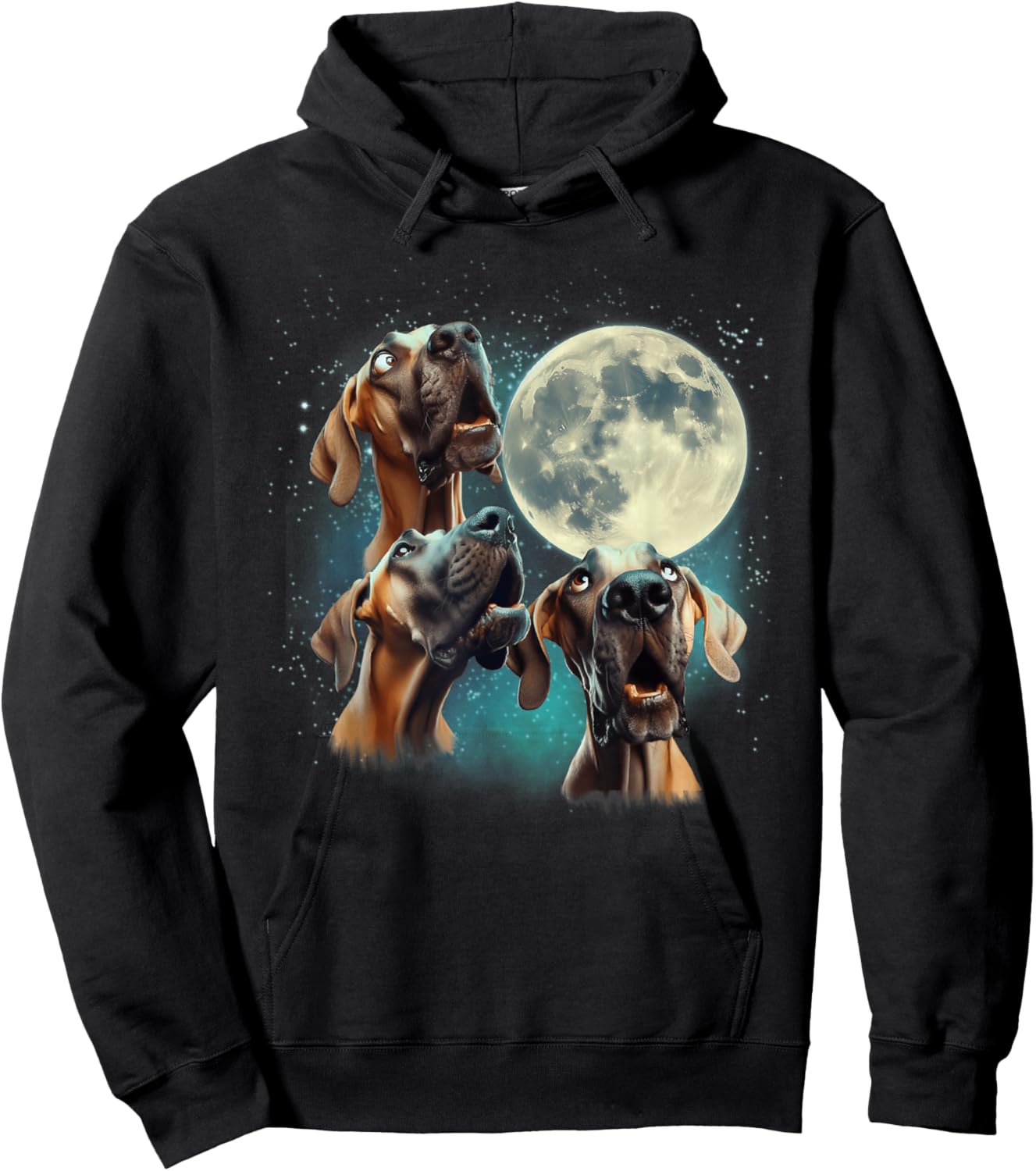 Funny Three Dog Moon, 3 Great Dane Fawn Natural, Weird Meme Men Women Kids Hoodie - Hoodie | Black