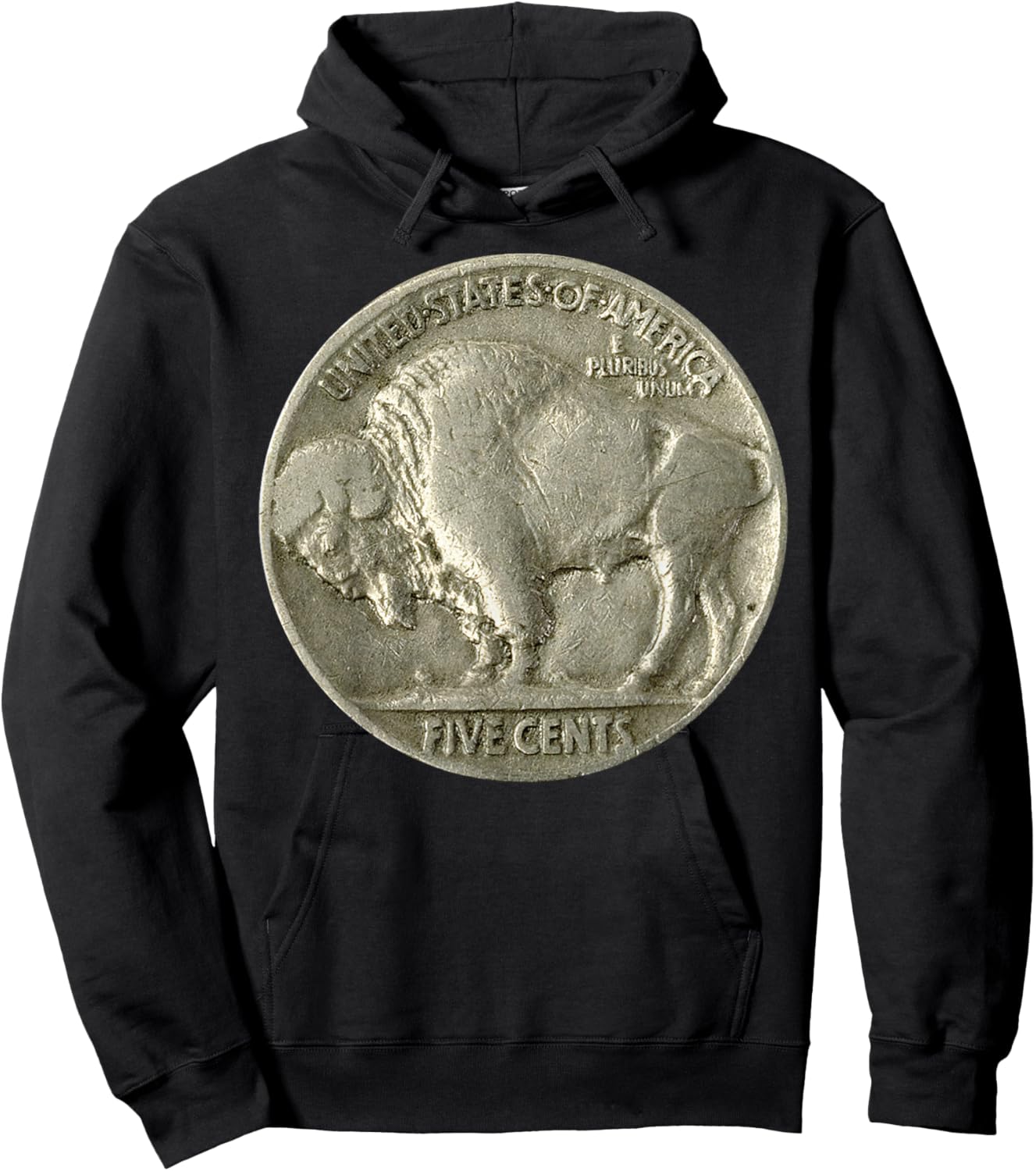 Buffalo Nickel Vintage Coin Design Classic American Currency Hoodie - Hoodie | Black