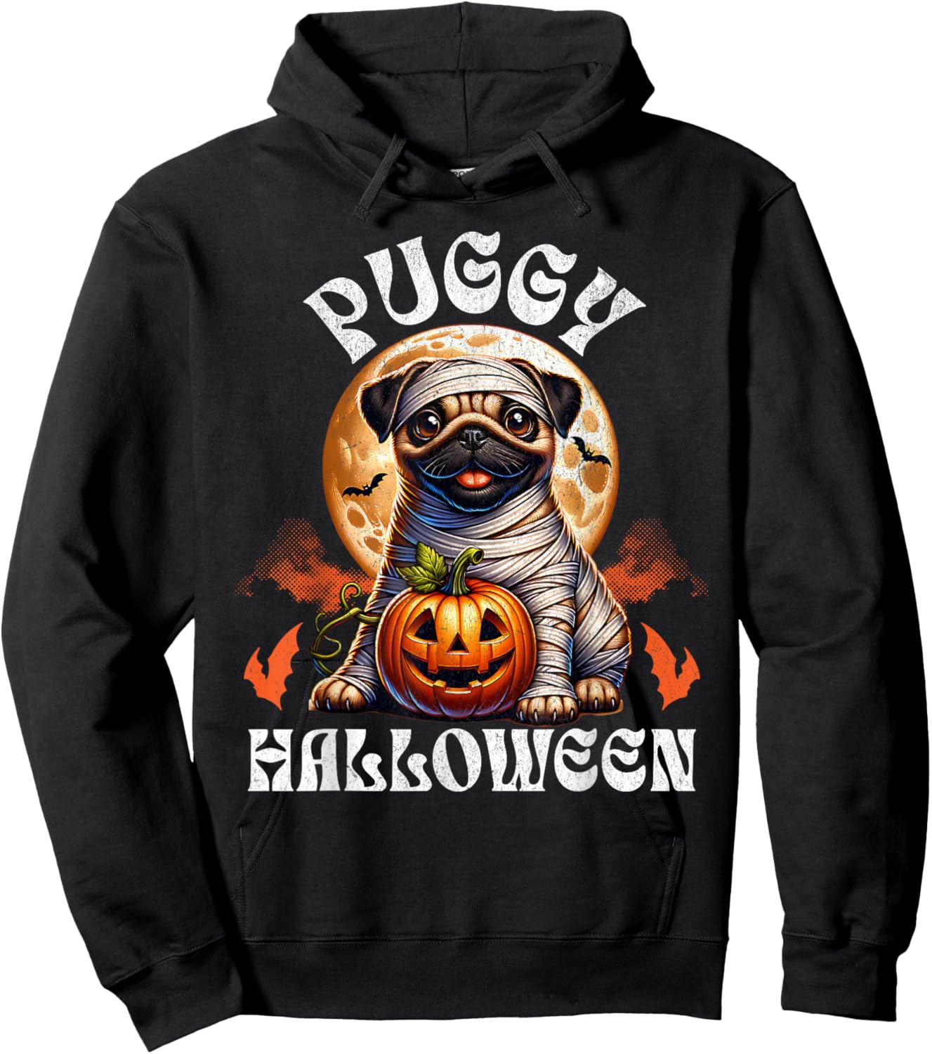 Halloween Costume Pug Halloween Puggy Halloween Hoodie - Hoodie | Black