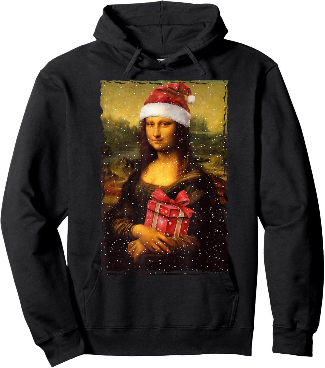 Mona Lisa Christmas Santa Hat Art Teacher Hoodie - Hoodie | Black