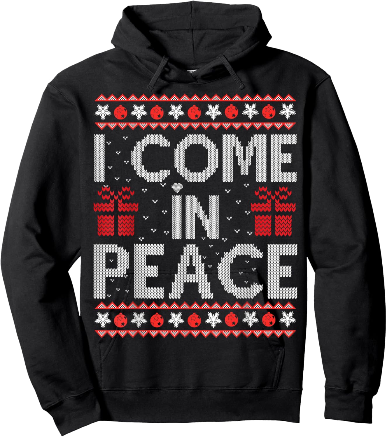 I Come In Peace I'm Peace Matching Ugly Christmas Sweater Hoodie - Hoodie | Black