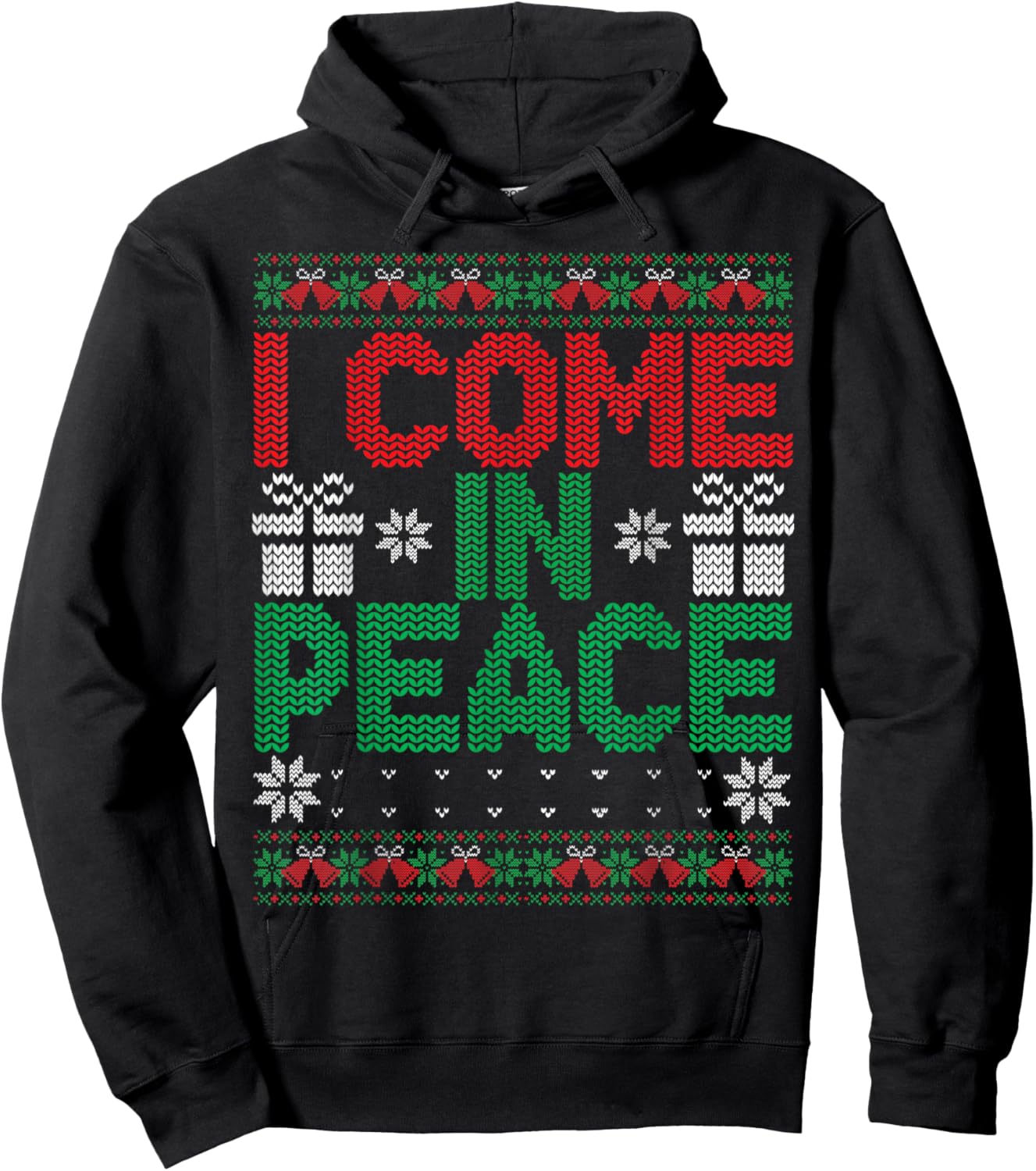I Come In Peace I'm Peace Matching Ugly Christmas Sweater Hoodie - Hoodie | Black