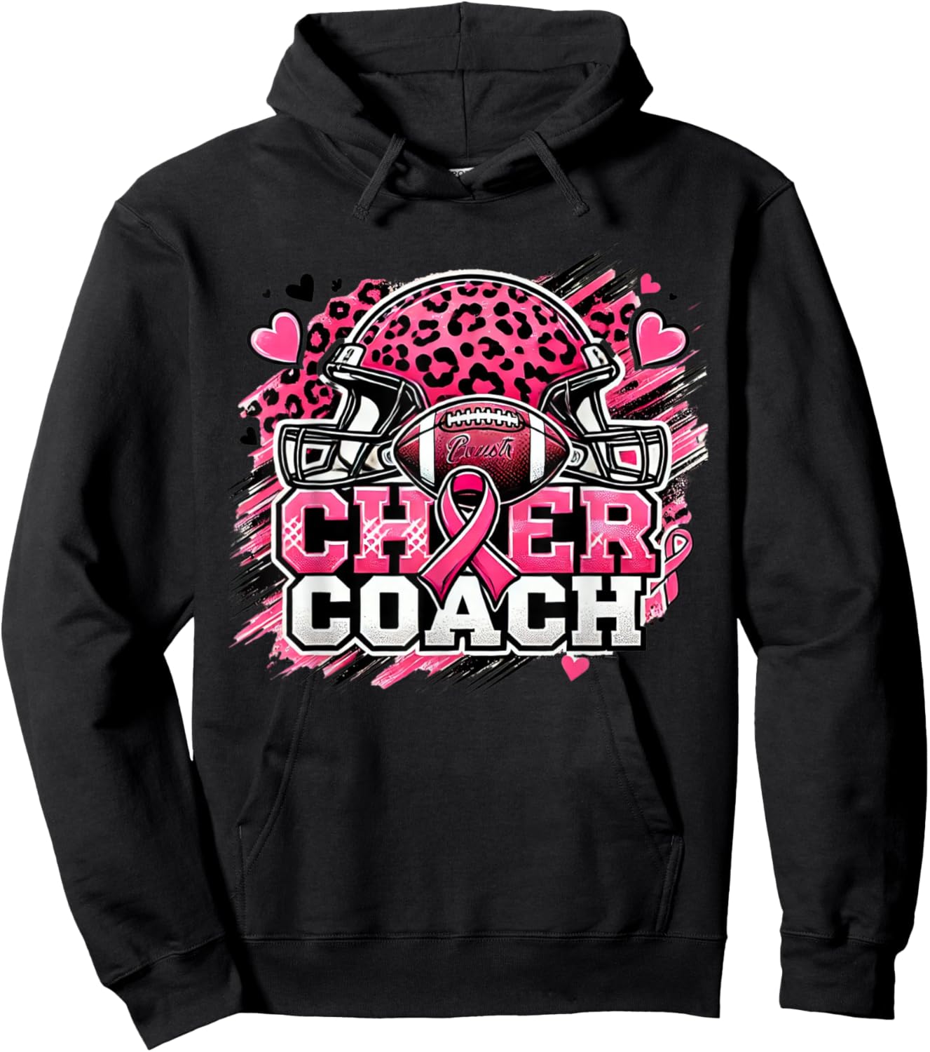 Cheer Coach Football Breast Cancer Awareness Day Hoodie - Hoodie | Black