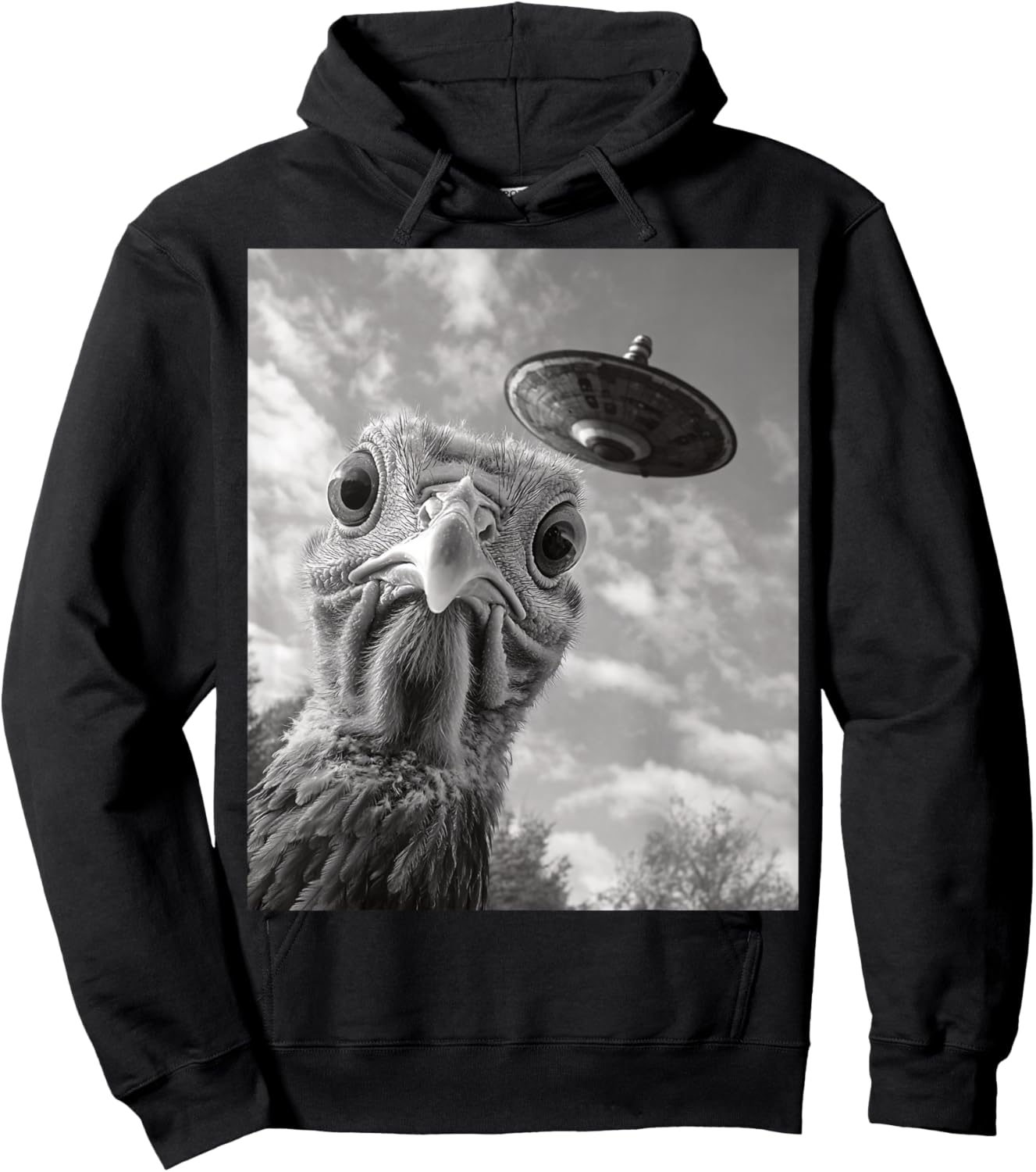 Funny Turkey Selfie UFO Thanksgiving Hoodie - Hoodie | Black