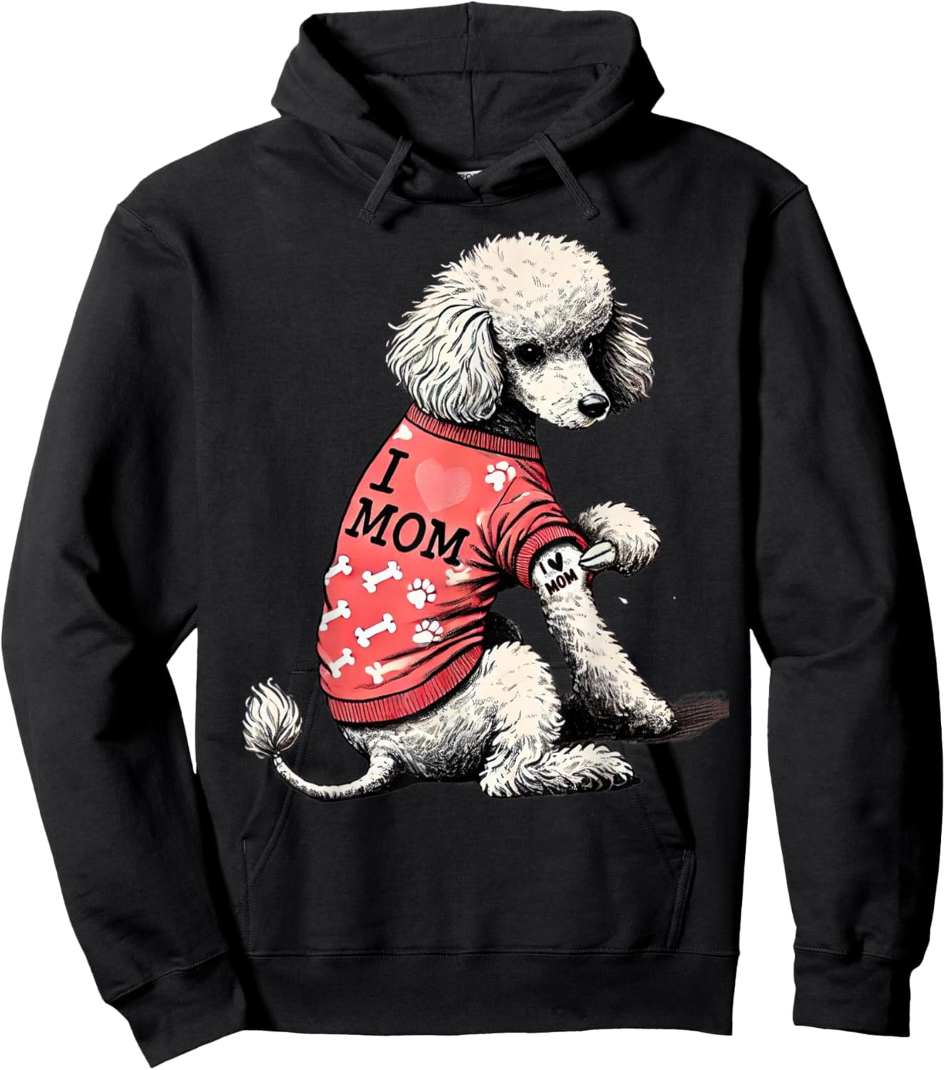 Funny I Love Mom Tattoo Poodle Mom Hoodie - Hoodie | Black