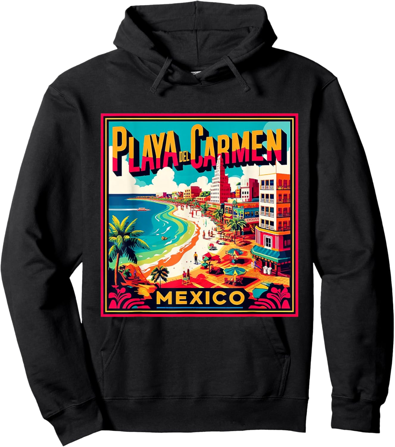 Playa Del Carmen Mexico Shirt Family Trip Retro Beach City Hoodie - Hoodie | Black