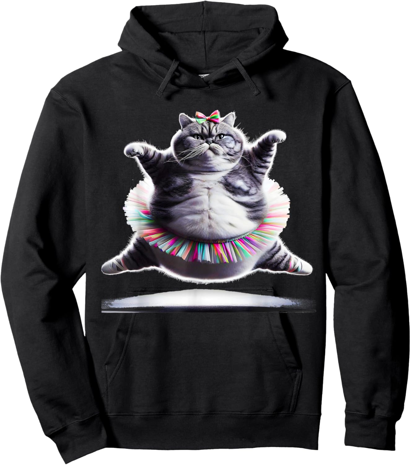 Funny Chubby Ballet Kitty Cat Wearing a Tutu Dancing. Hoodie - Hoodie | Black