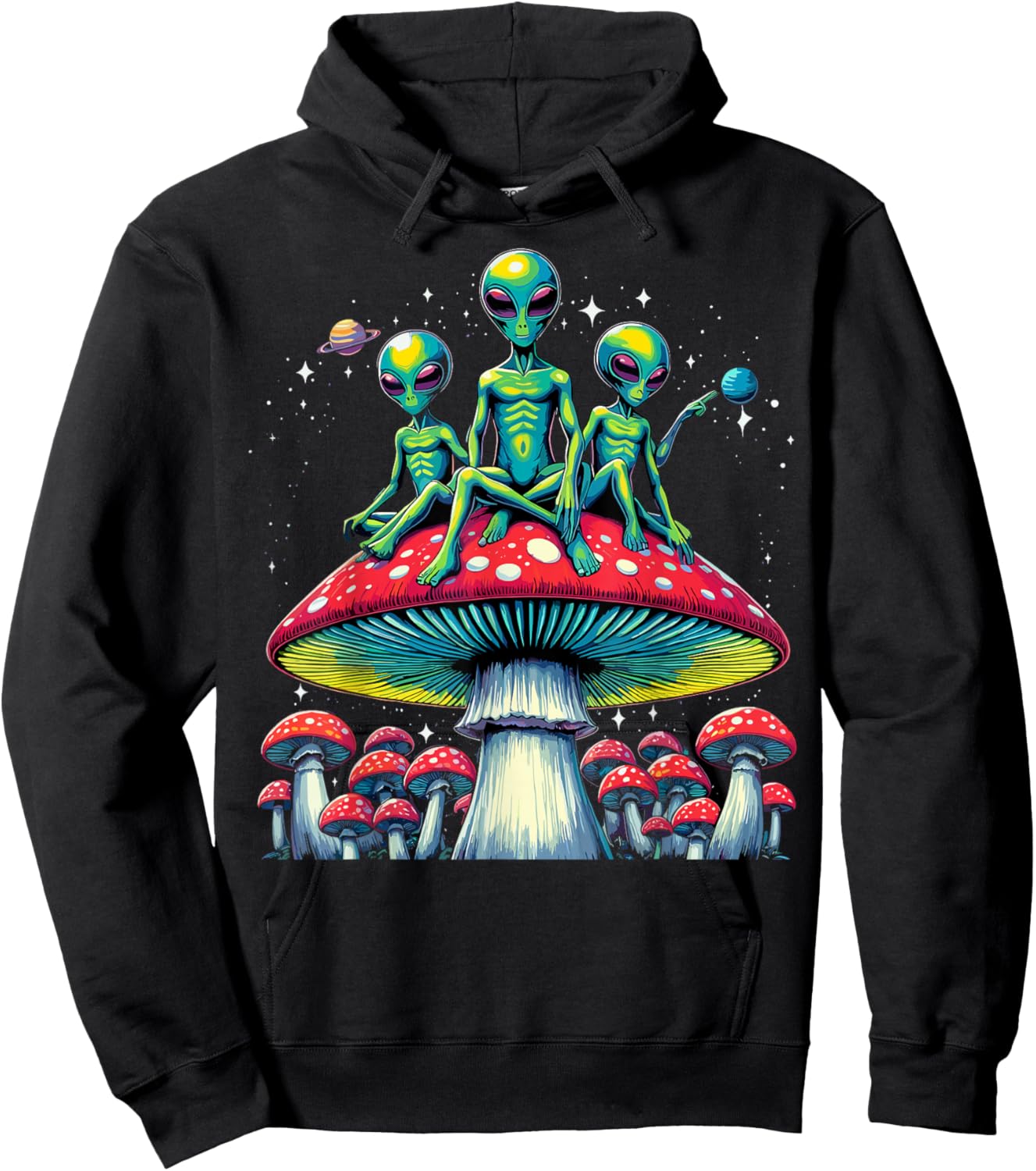Trippy Alien Mushroom - Funny Psychedelic Shroom Hoodie - Hoodie | Black