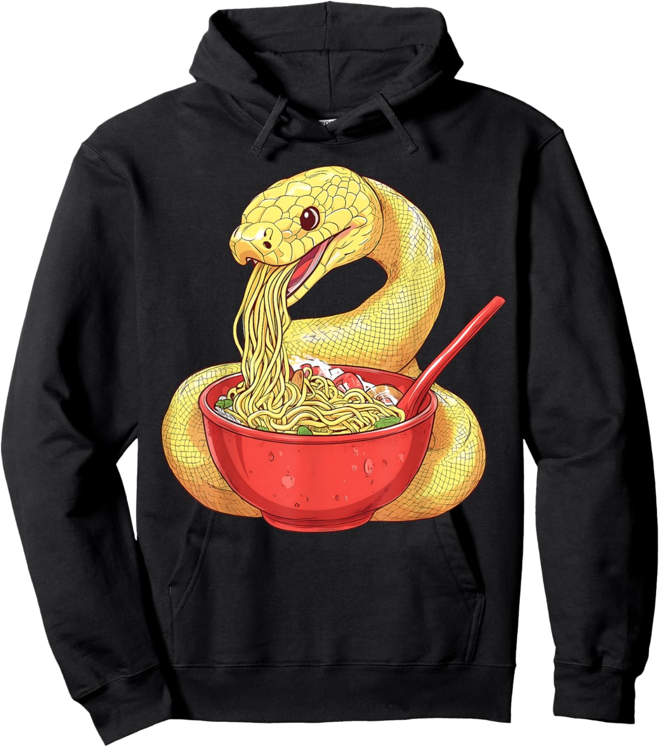 Ball Python Snake Eating Ramen Bowl Japanese Noodles Hoodie - Hoodie | Black