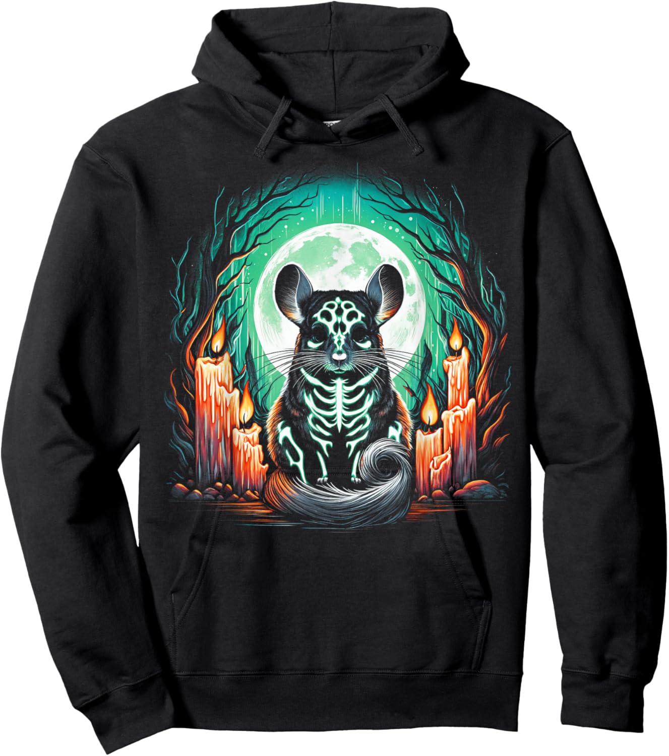 Cool Chinchilla Skeleton Halloween Christmas Birthday Hoodie - Hoodie | Black