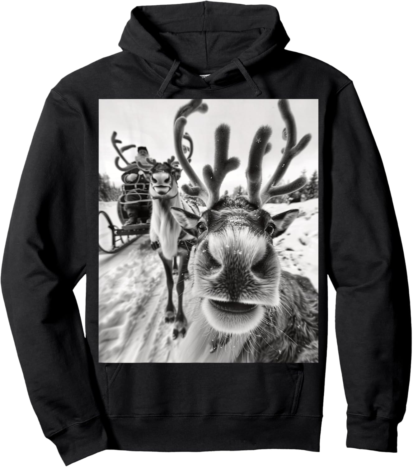 Funny Reindeer Selfie Christmas Hoodie - Hoodie | Black