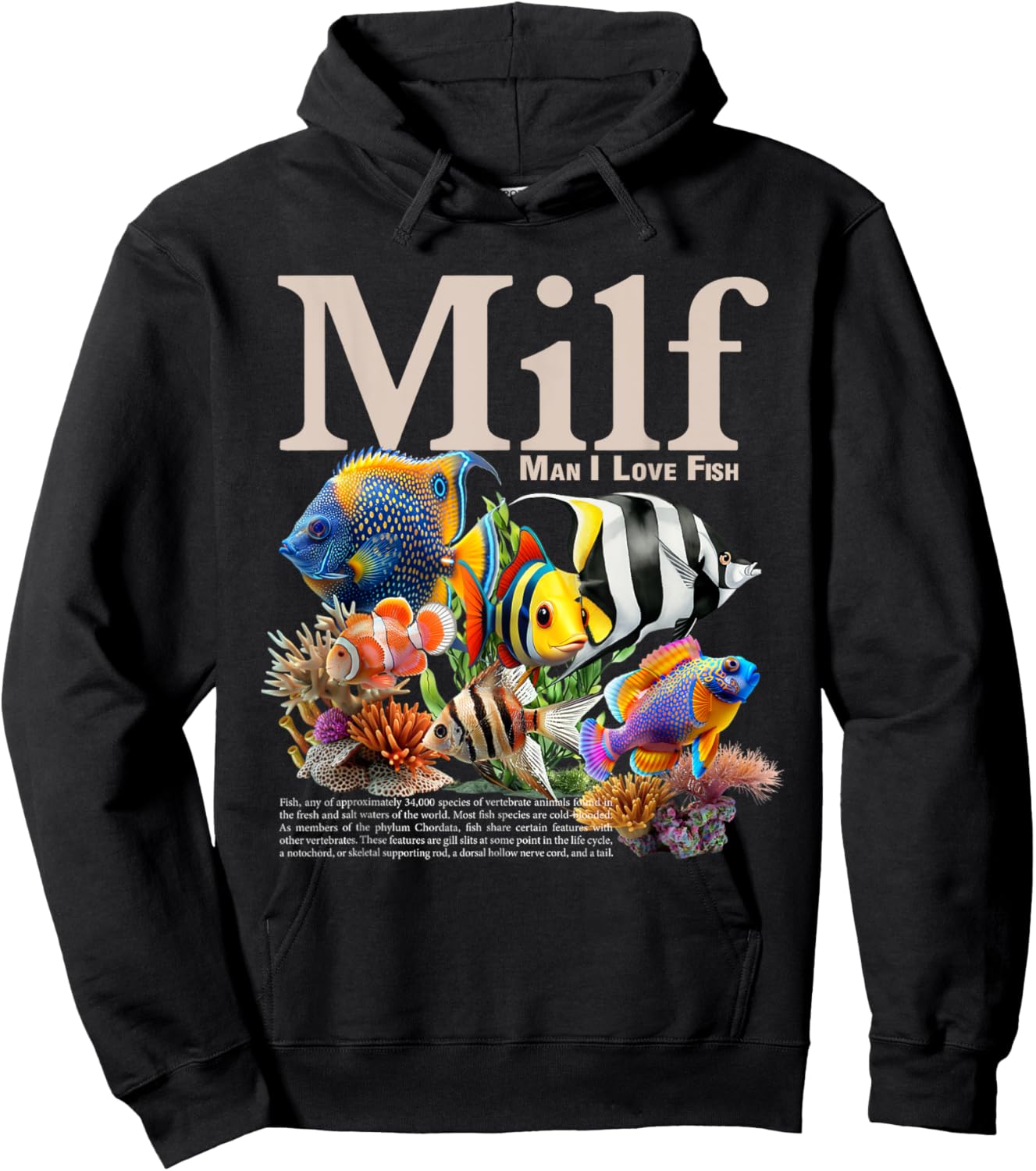 MILF Man I Love Fish Funny Fishing Fisherman Humor Nature Hoodie - Hoodie | Black