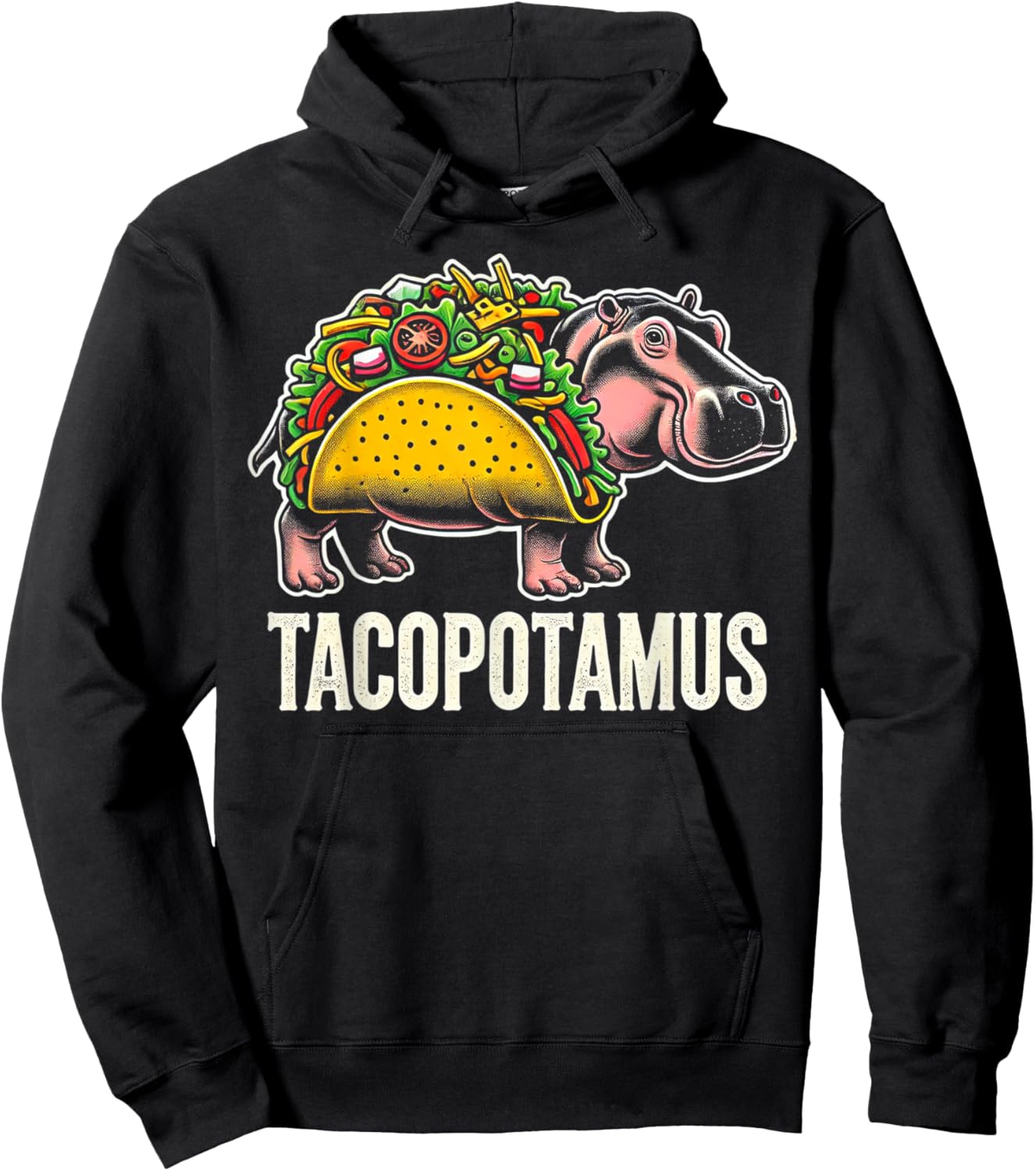 Tacopotamus Taco Hippo Hippopotamus Zoo Animal Funny Hoodie - Hoodie | Black