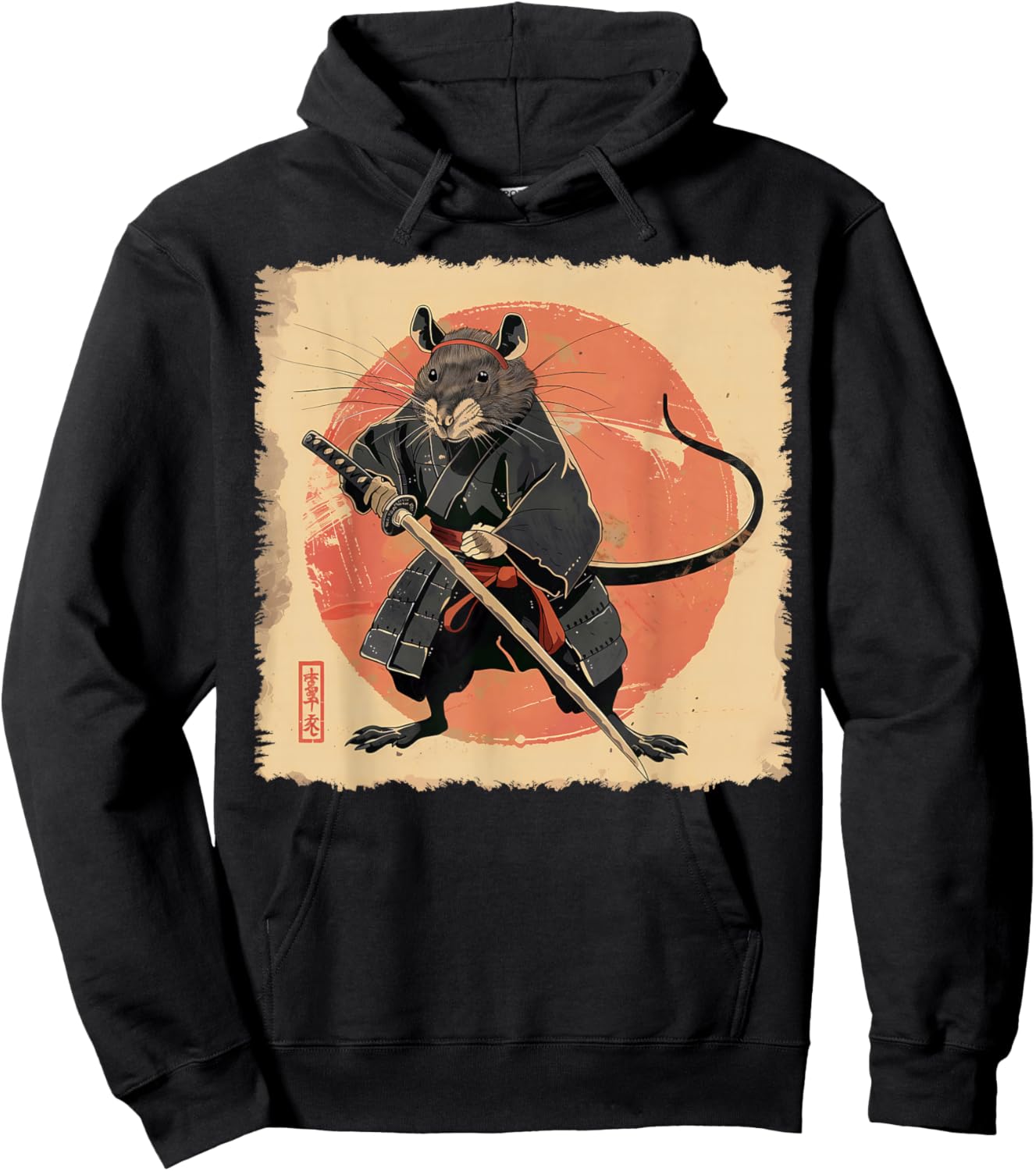 Rat Mouse Japanese Art Samurai Ukiyo-e Vintage Hoodie - Hoodie | Black