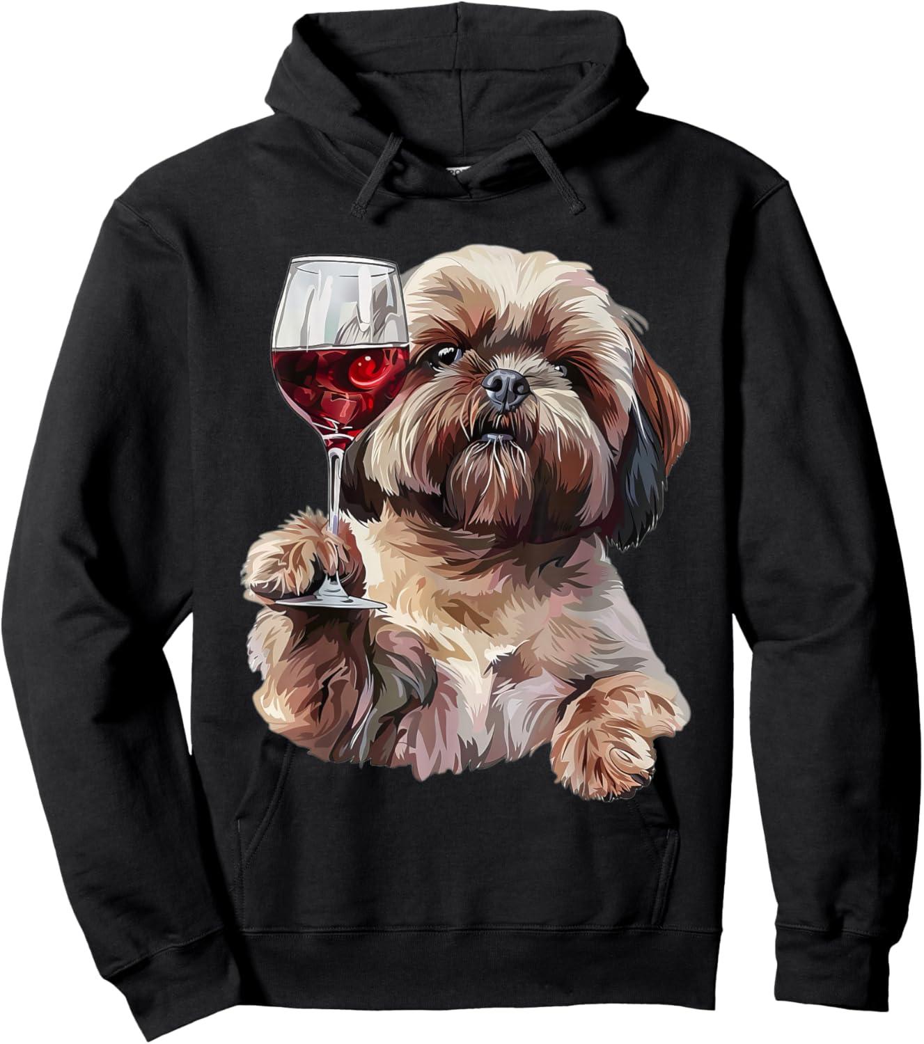 Shih Tzu Wine Hoodie - Hoodie | Black