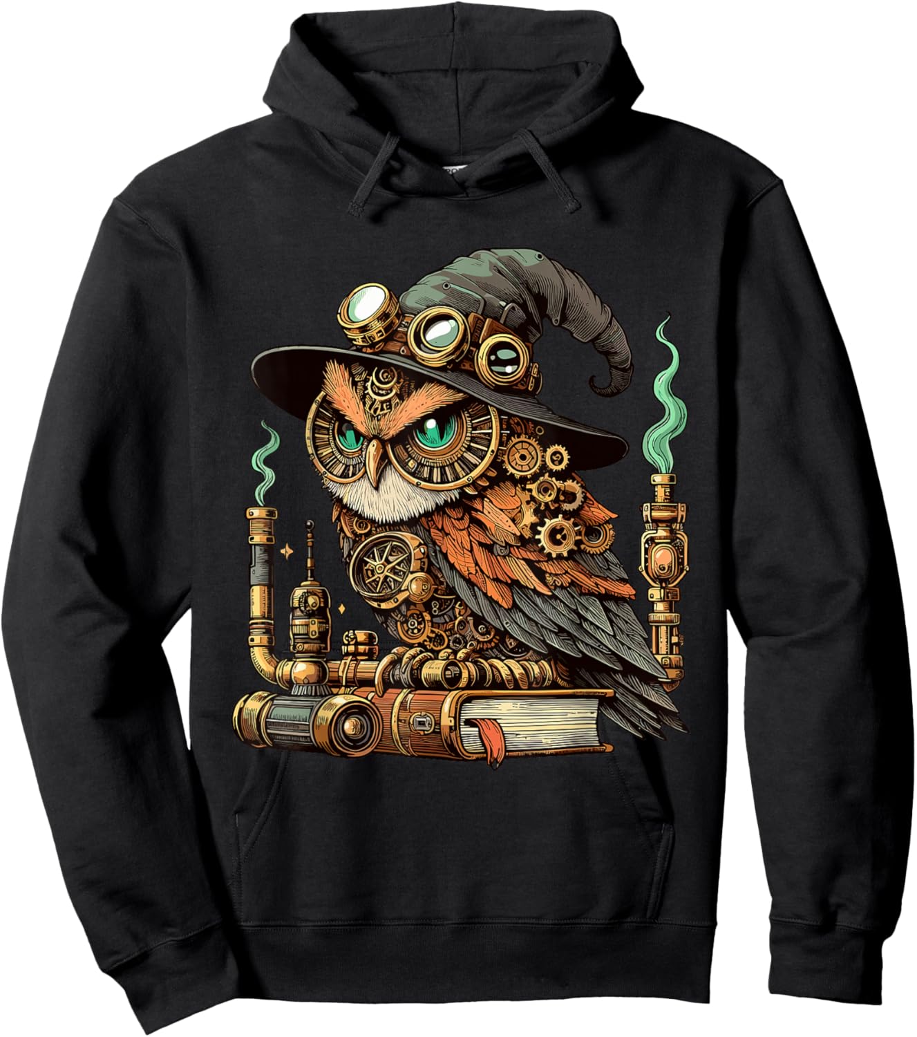 Steampunk Owl Hoodie - Hoodie | Black