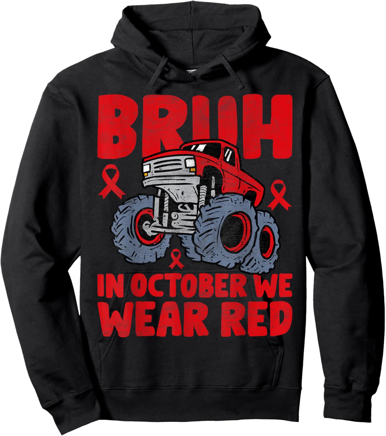 Red Ribbon Week Shirt for Kids Boys Bruh In October Wear Red Hoodie - Hoodie | Black
