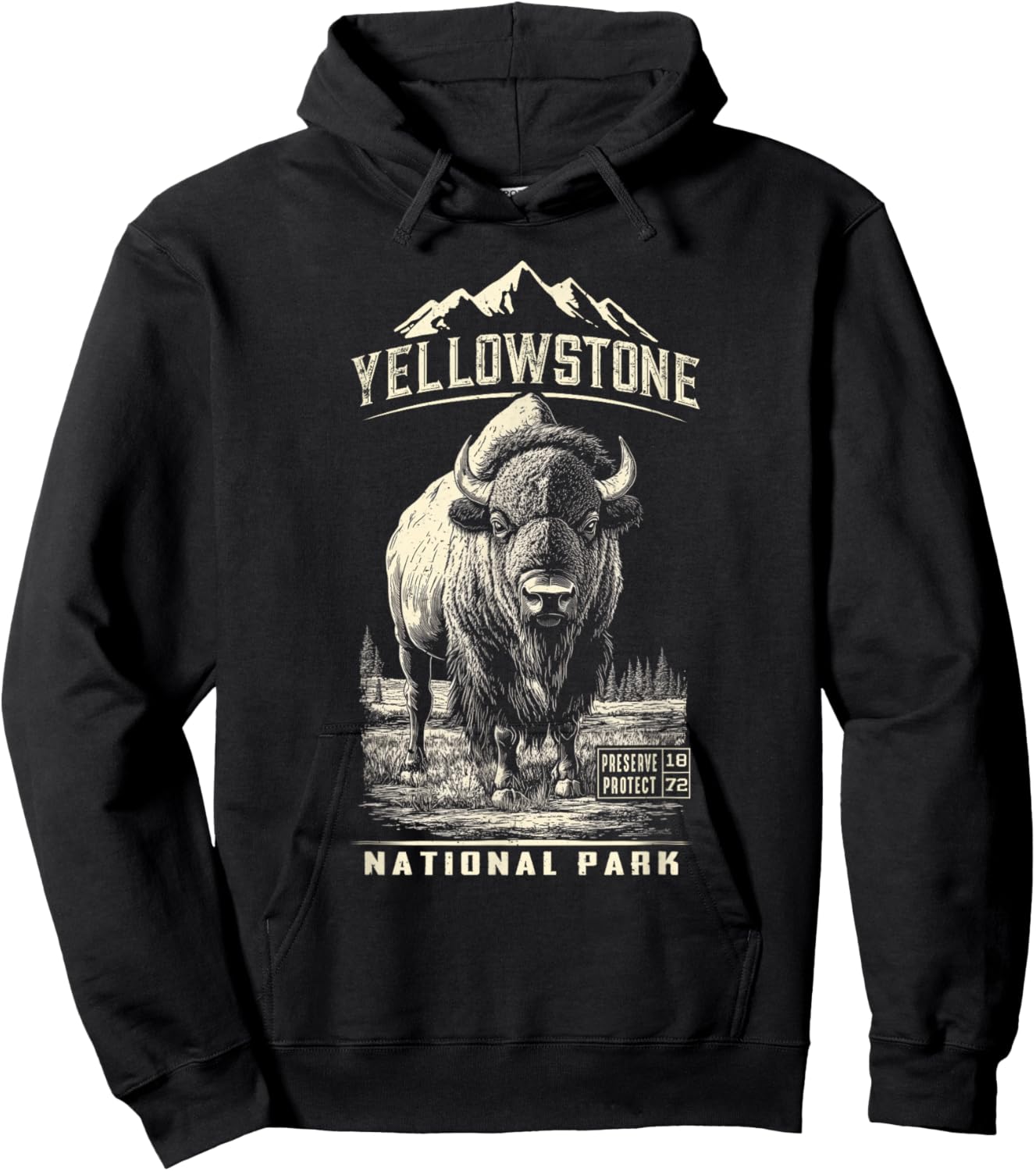 Buffalo American Bison Yellowstone National Park Hoodie - Hoodie | Black
