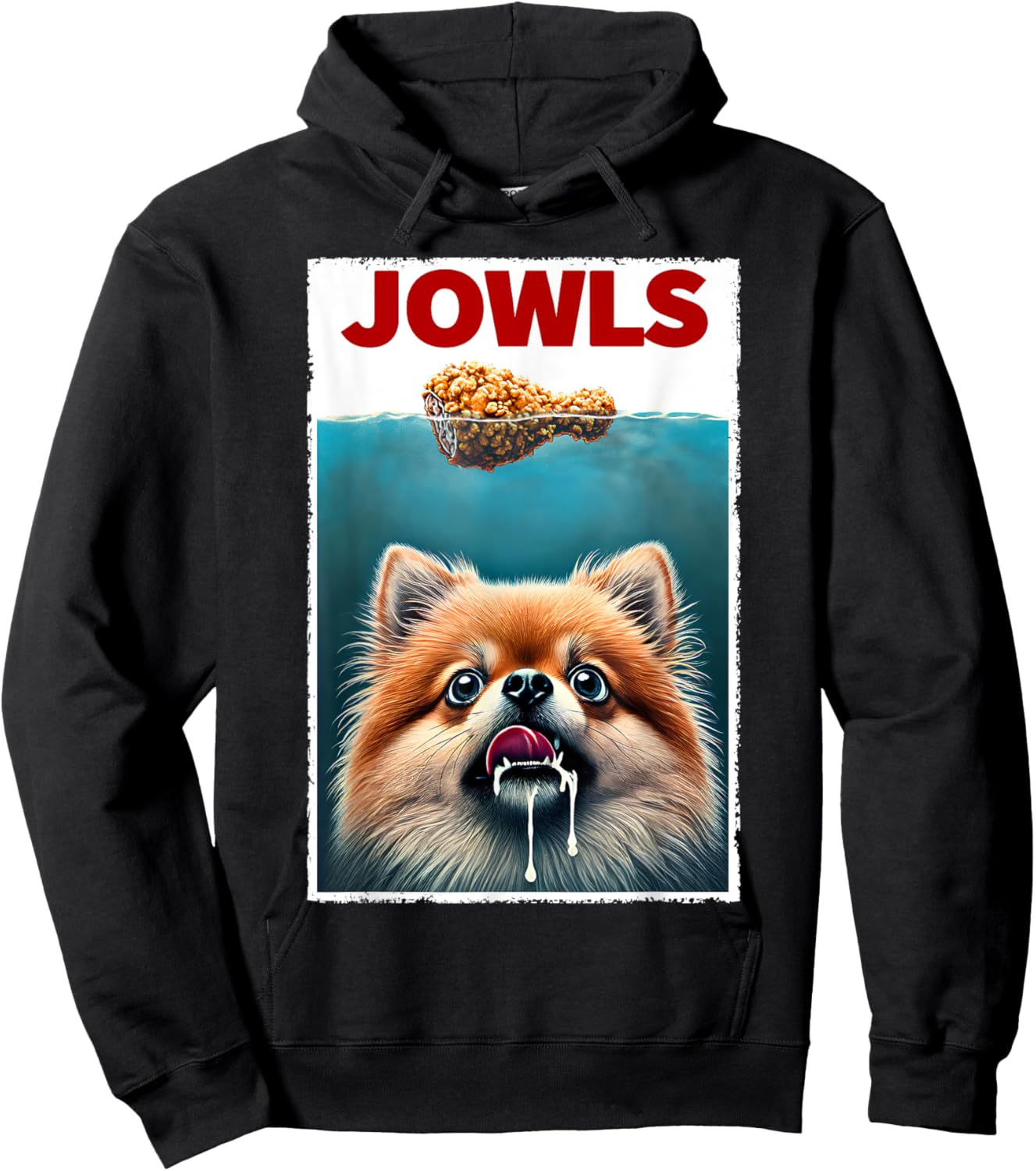 Funny Pomeranian and Fried Chicken Parody Jowls Dog Lover Women Kids Hoodie - Hoodie | Black