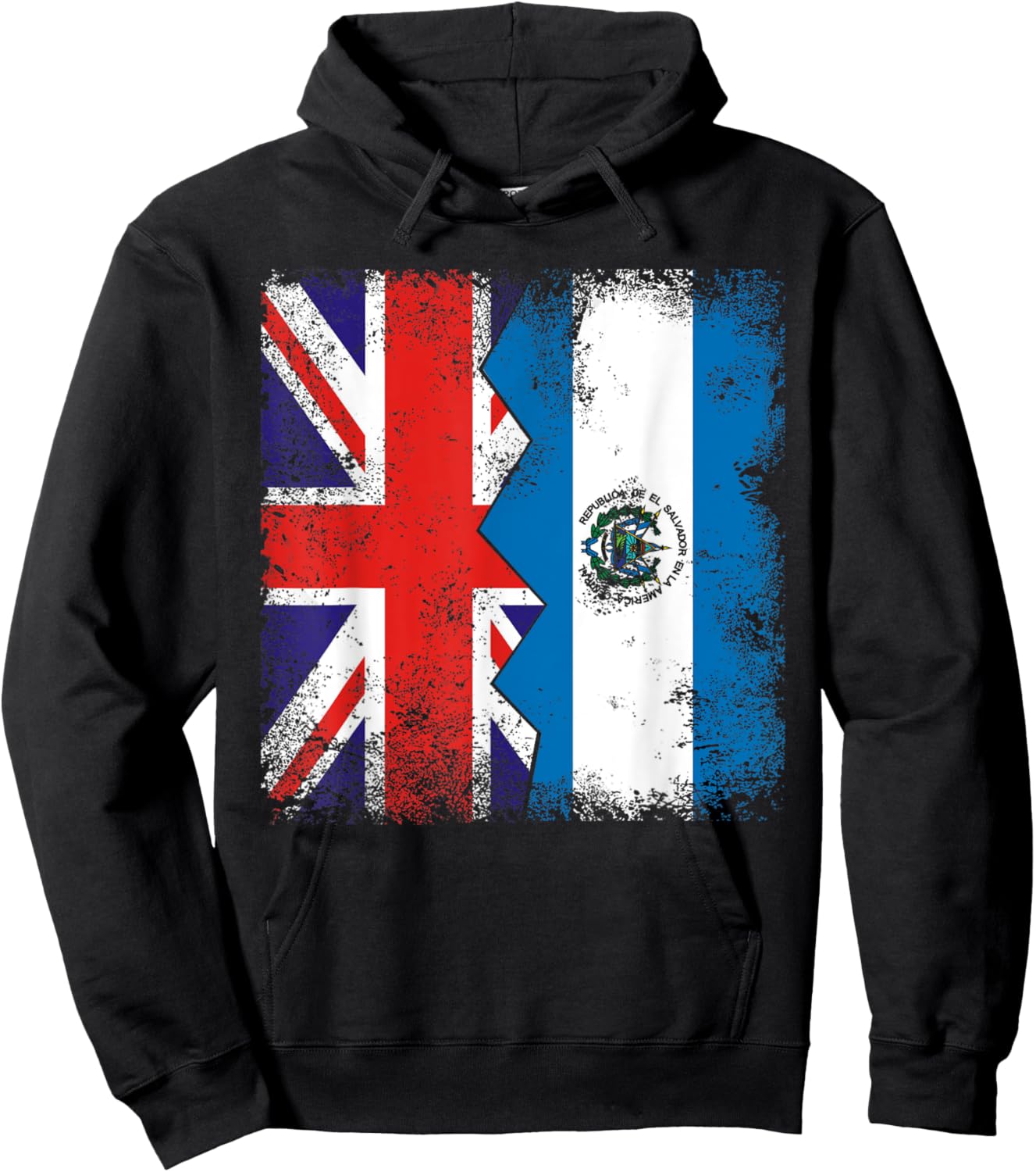 Salvadorian Roots | Half British Flags | UK El Salvador Hoodie - Hoodie | Black