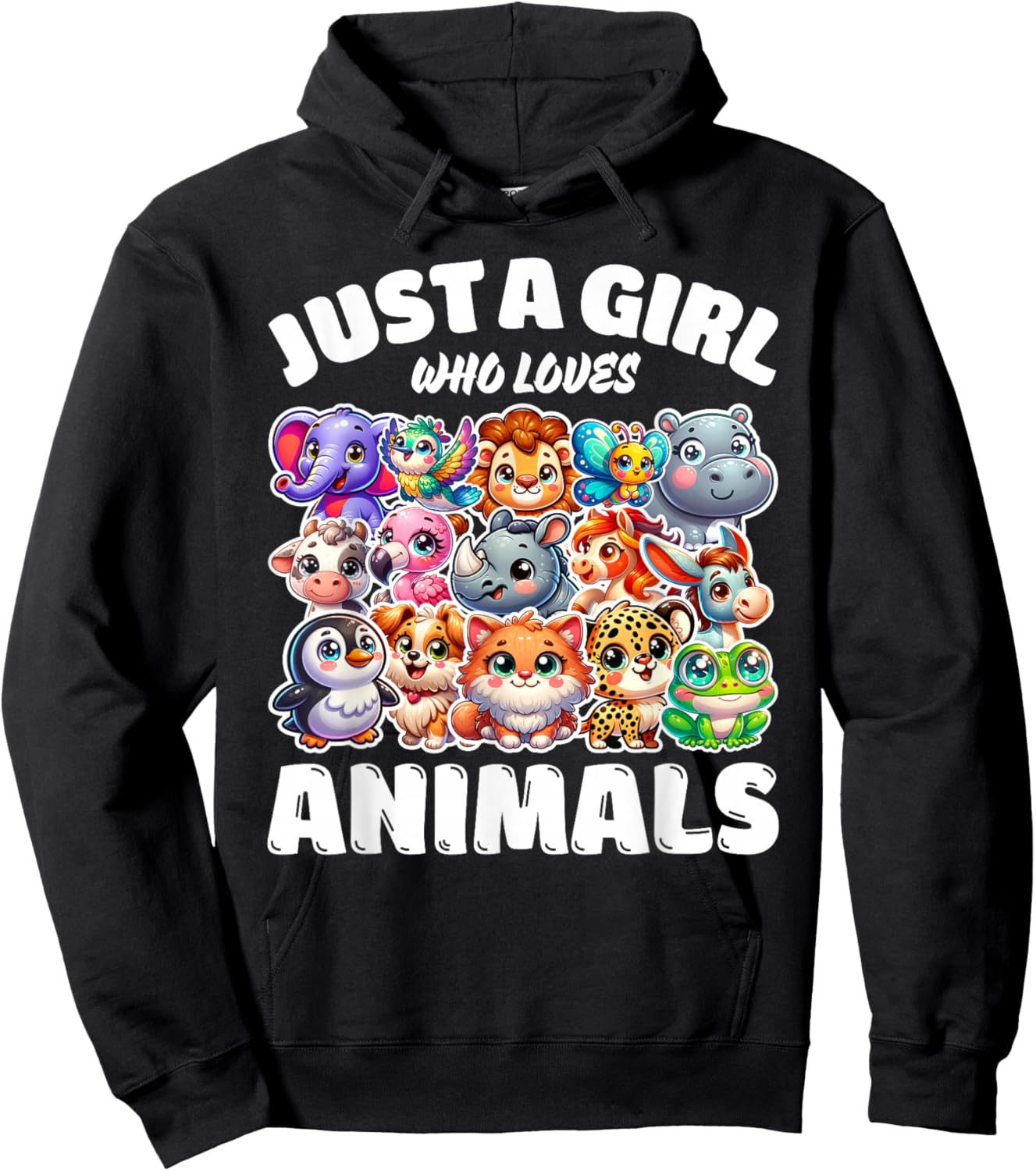 Just A Girl Who Loves Animals, Cute Animal Lovers Hoodie - Hoodie | Black