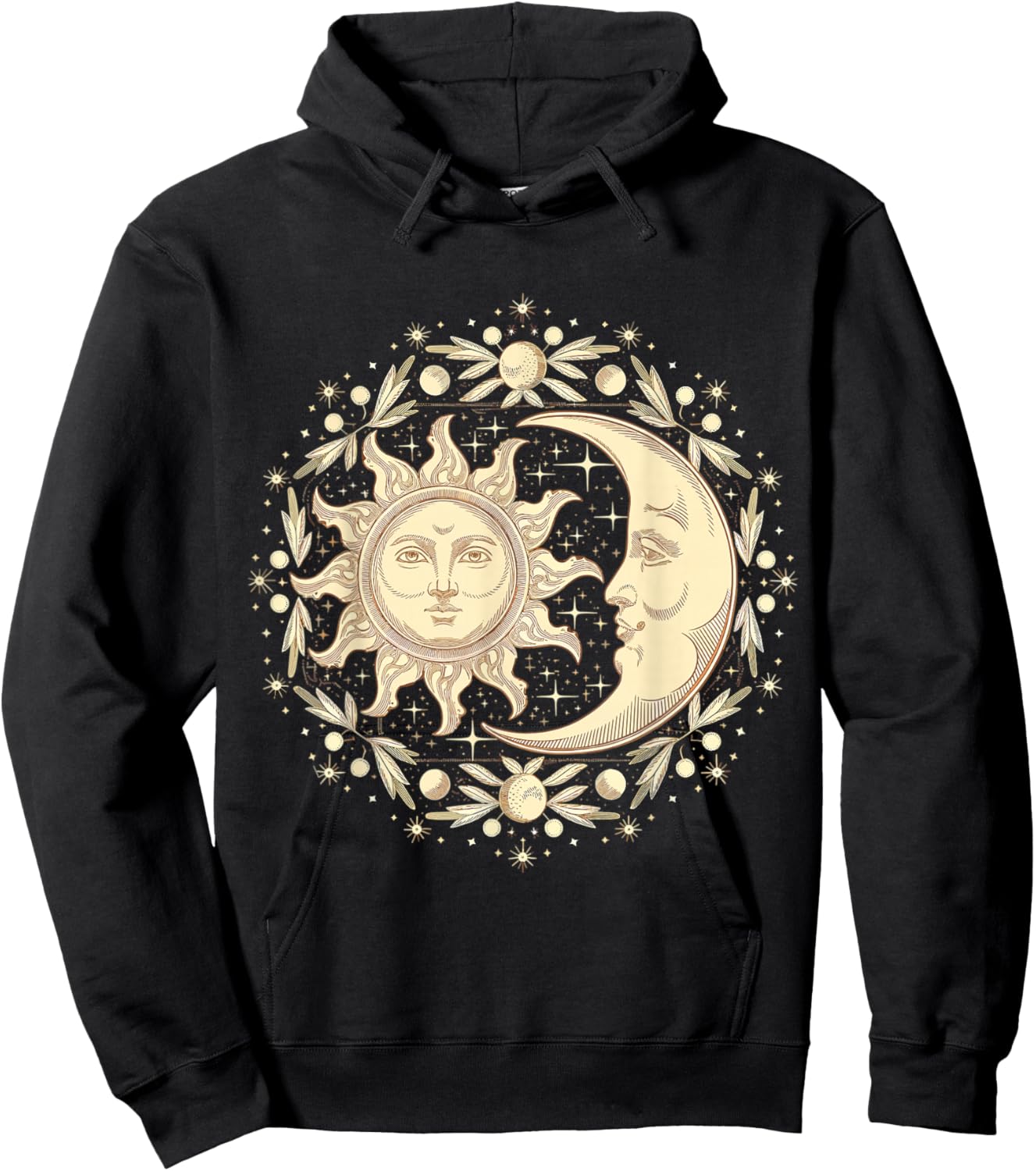 Celestial Moon and Sun Hoodie - Hoodie | Black