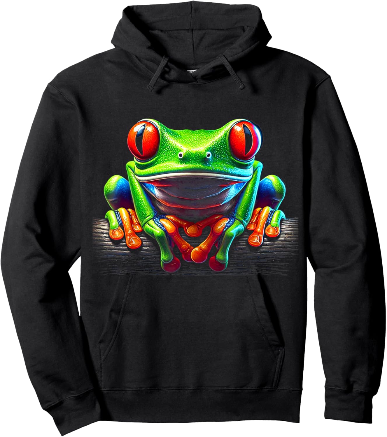 Green Body Red Eyed Tree Frog Rainforest Amphibian Hoodie - Hoodie | Black