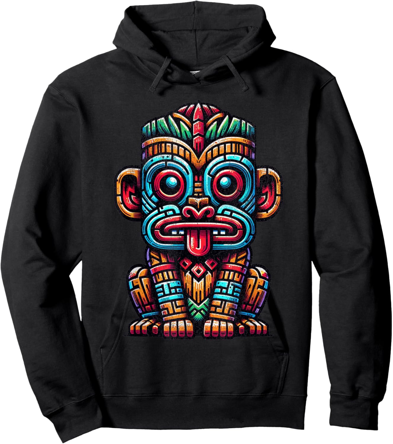 Tiki Totem Monkey Shirt Polynesian Lanai Hawaiian Animal Hoodie - Hoodie | Black