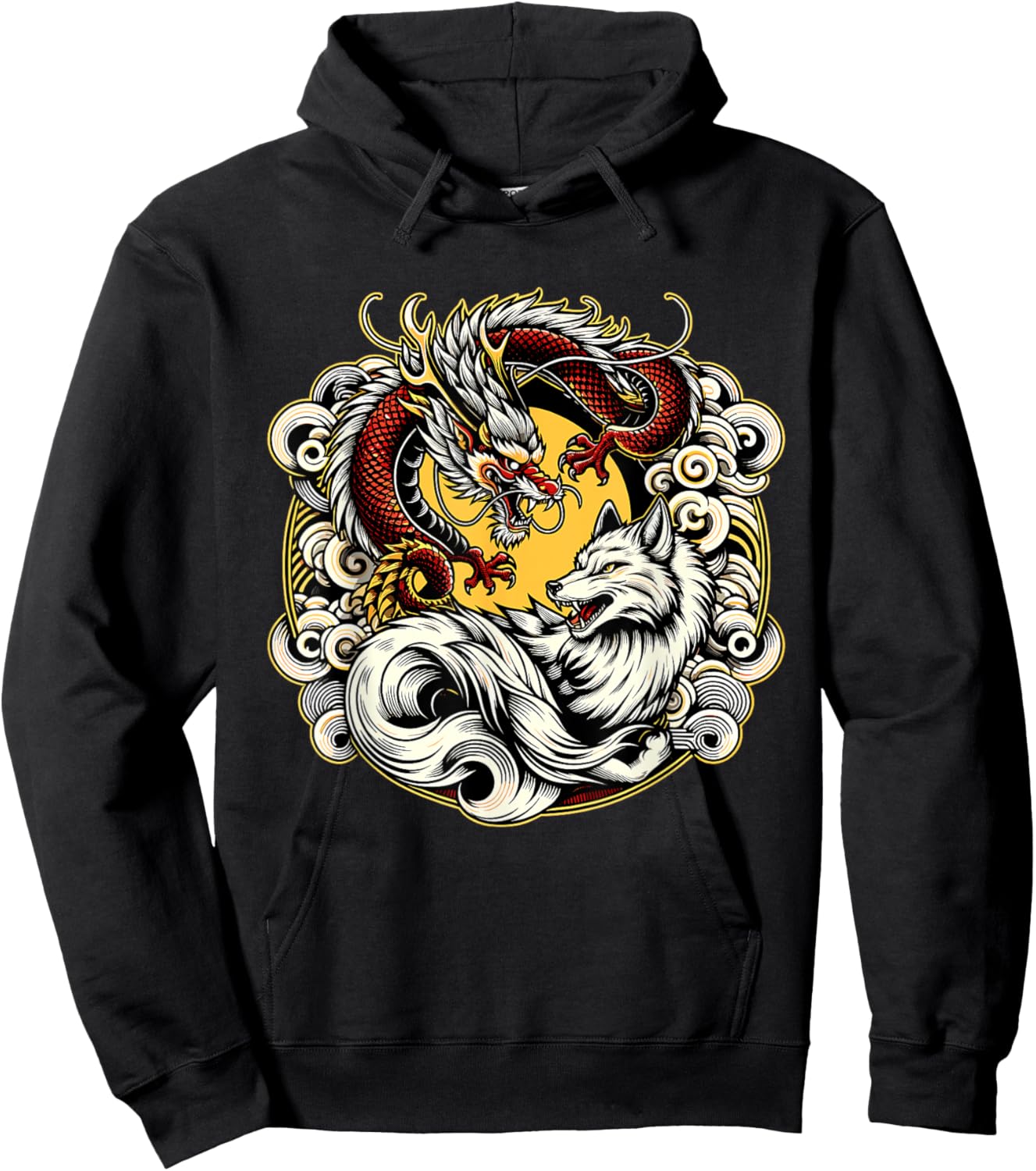 Japanese Dragon Nine-tailed Fox Kitsune Hoodie - Hoodie | Black