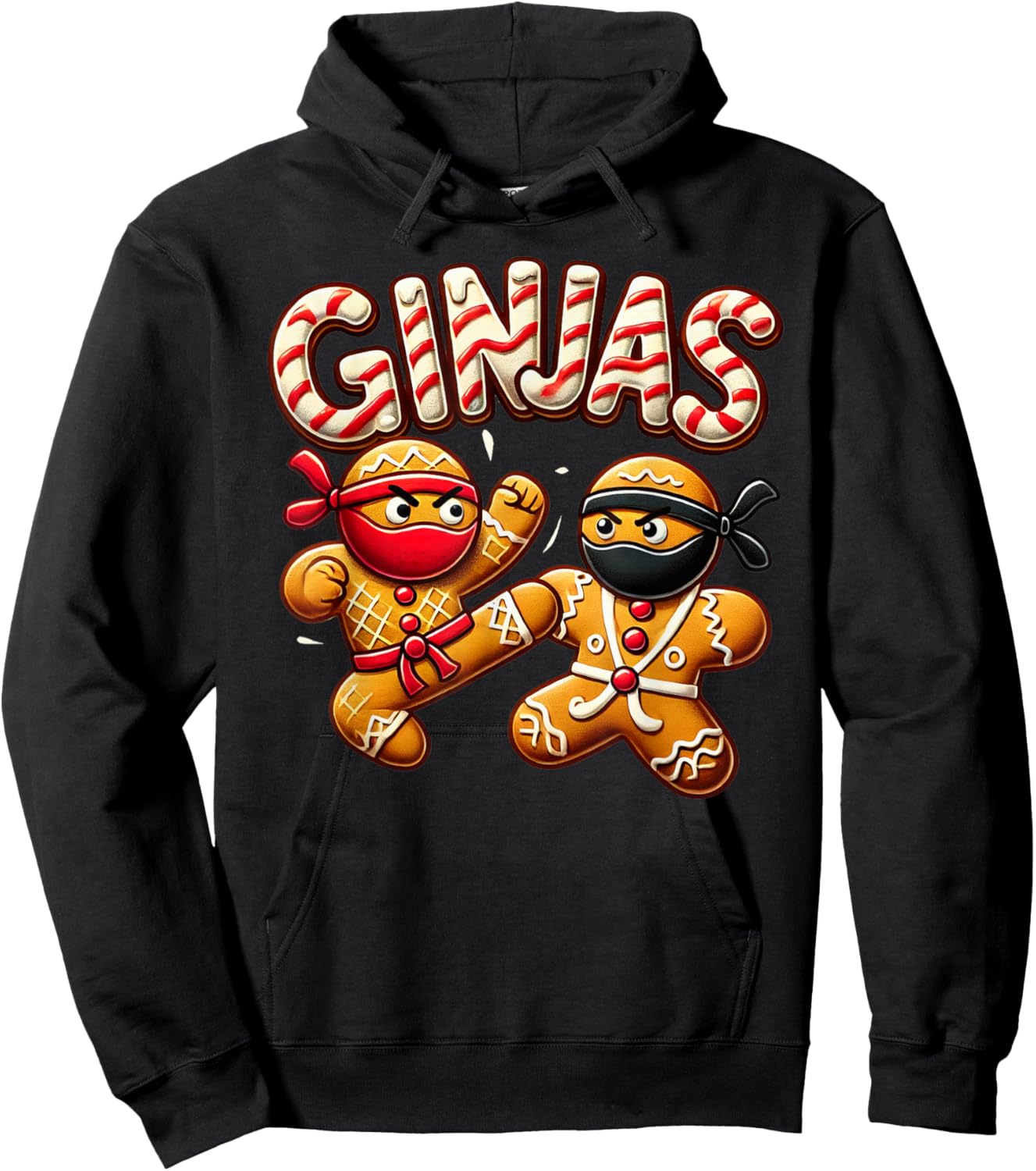 Funny Ginjas Gingerbread Ninjas for kid boys Christmas Xmas Hoodie - Hoodie | Black