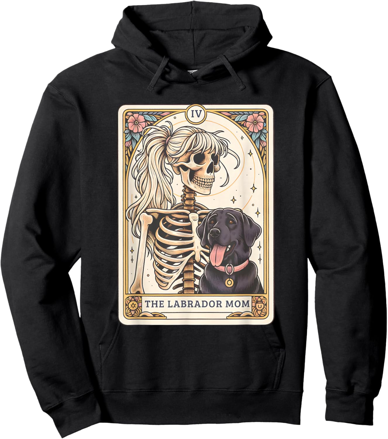 Black Lab Mom Tarot Card, Black Labrador Skeleton Halloween Hoodie - Hoodie | Black