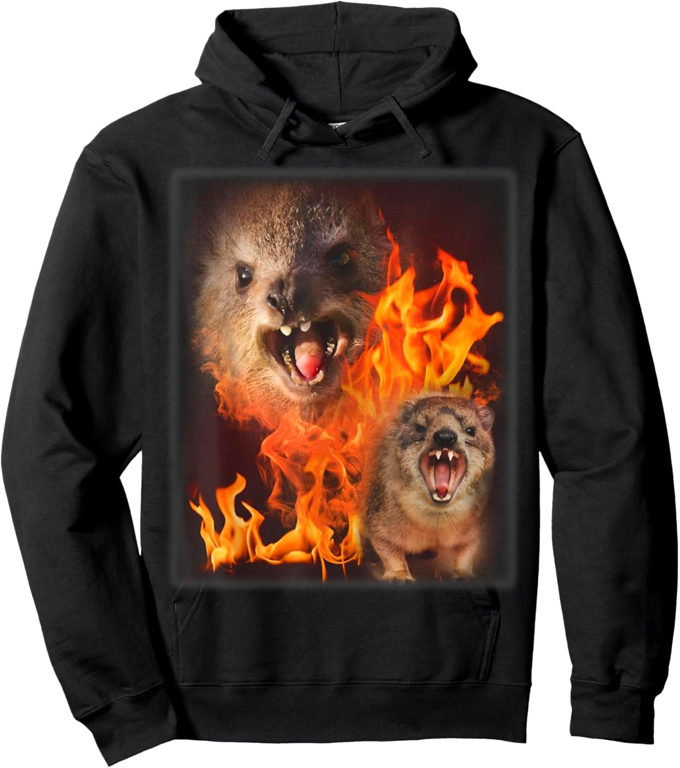 Funny Rock Hyrax Fire Meme Hoodie - Hoodie | Black