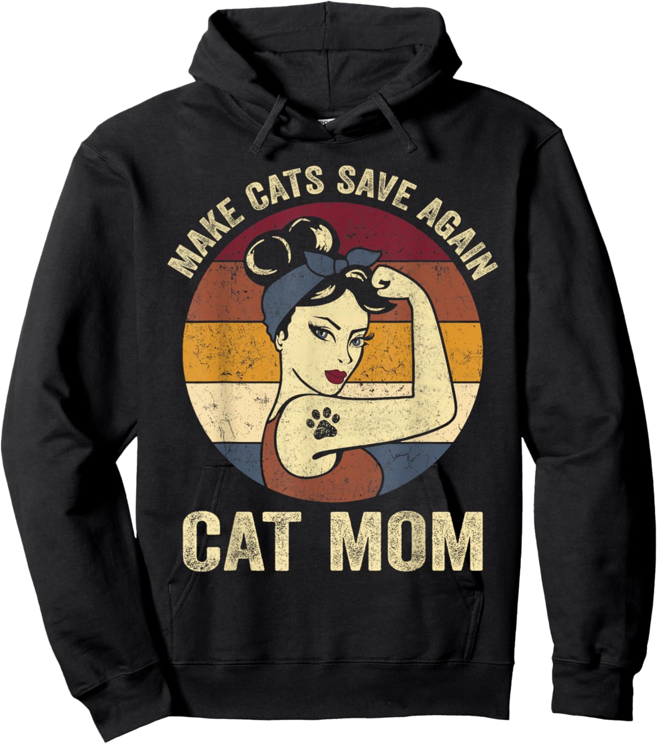Rosie Retro Cat Mom Trump Make Cats Save Again Hoodie - Hoodie | Black