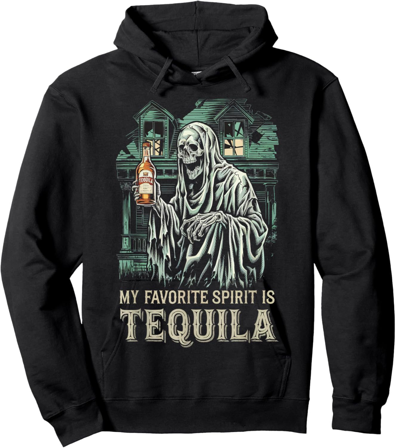 My Favorite Spirit Is Tequila Ghost Halloween Tequila Hoodie - Hoodie | Black