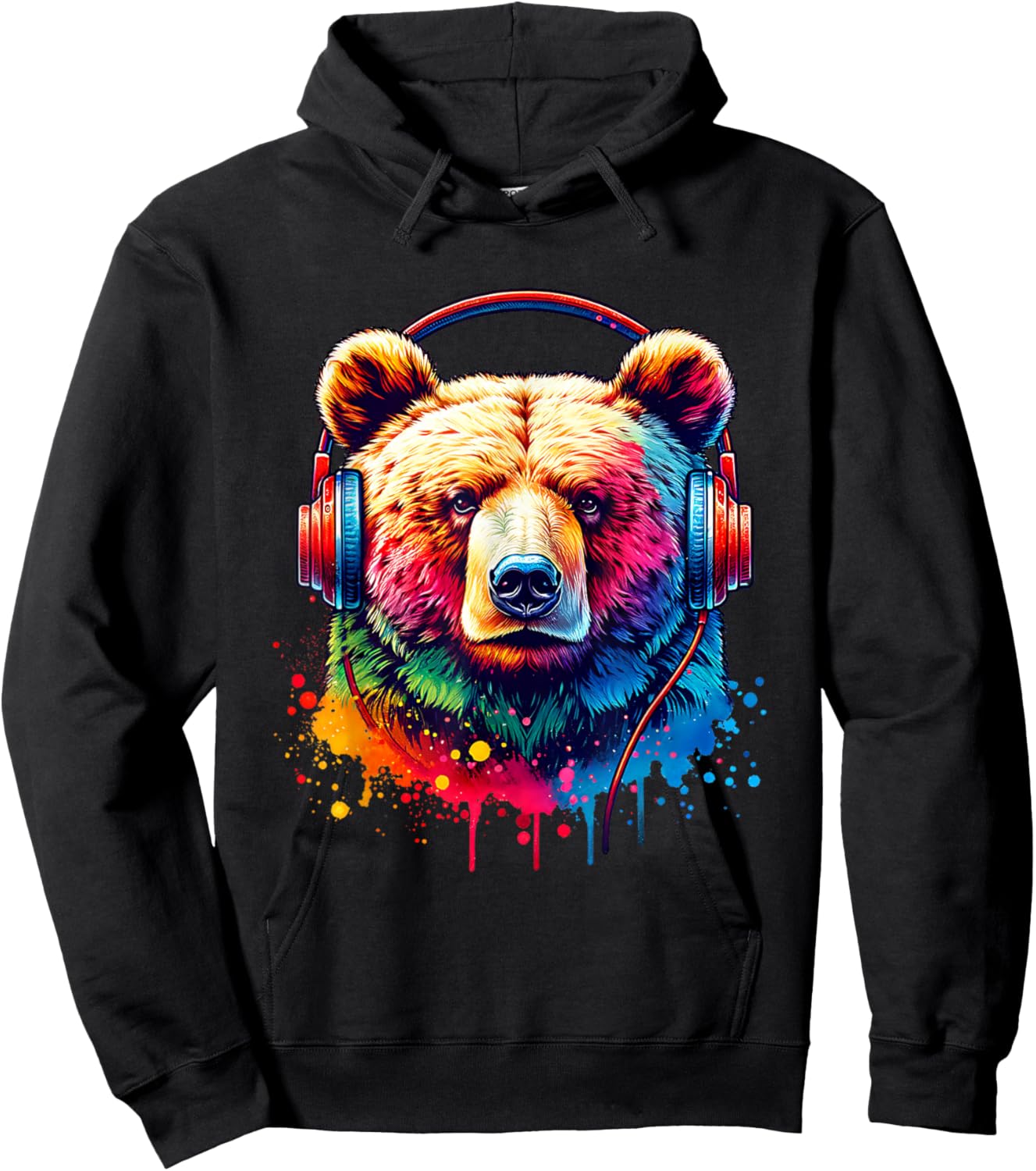 Bear With Headphones Hoodie - Hoodie | Black