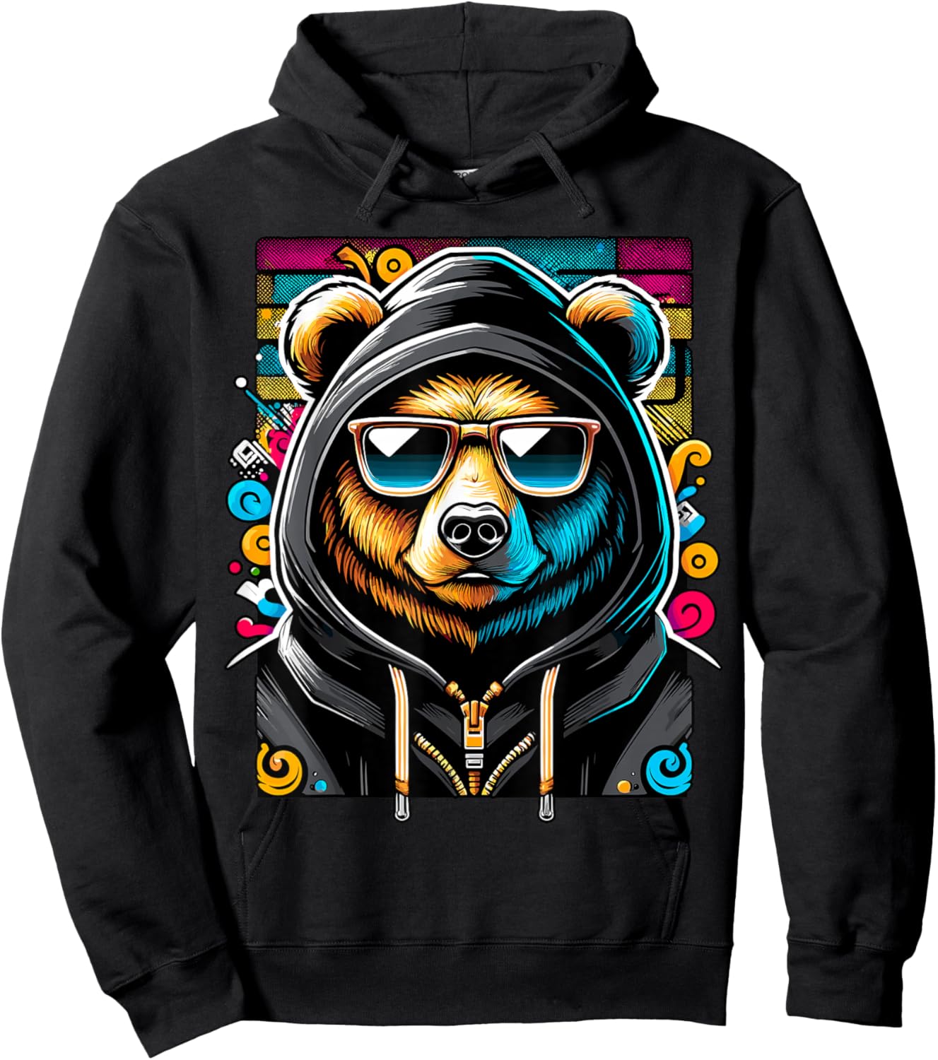 Hip Hop Teddy Bear with Sunglasses Rap Music Hoodie - Hoodie | Black