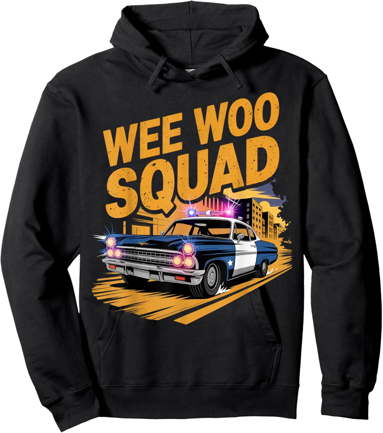 Wee Woo Squad Police Car Fan Humor For Kids Police Officer Hoodie - Hoodie | Black