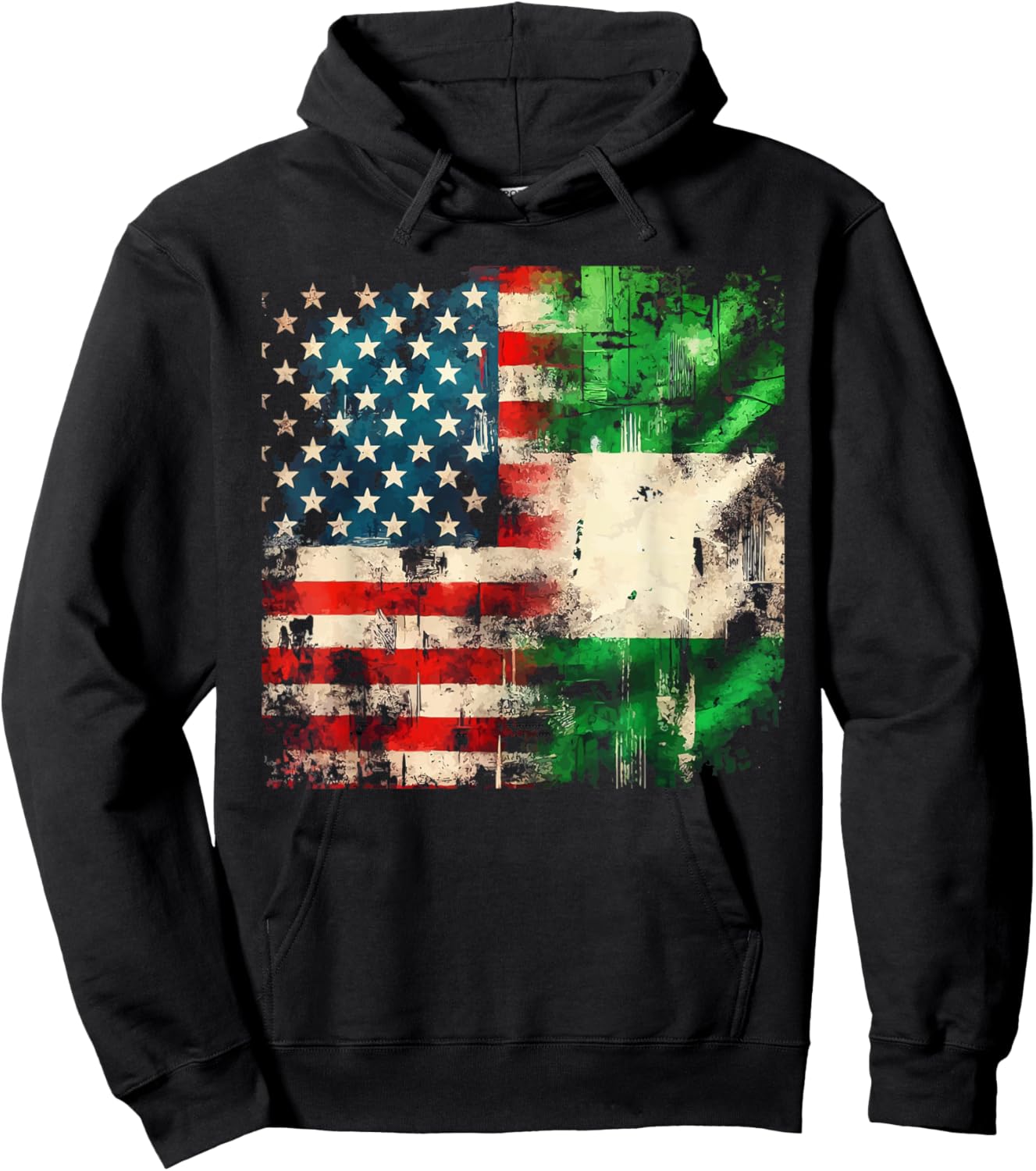 Half Nigerian Half American USA Flag Nigeria America Hoodie - Hoodie | Black