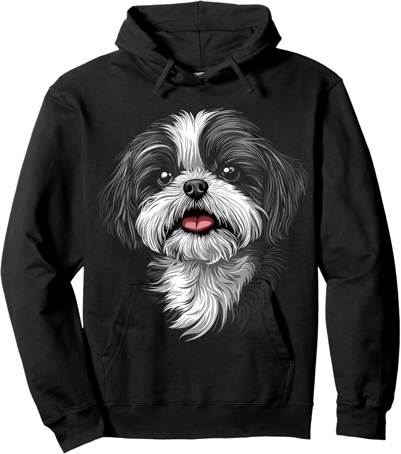 Shih Tzu Dog Motif Pet Illustration Shih Tzu Hoodie - Hoodie | Black