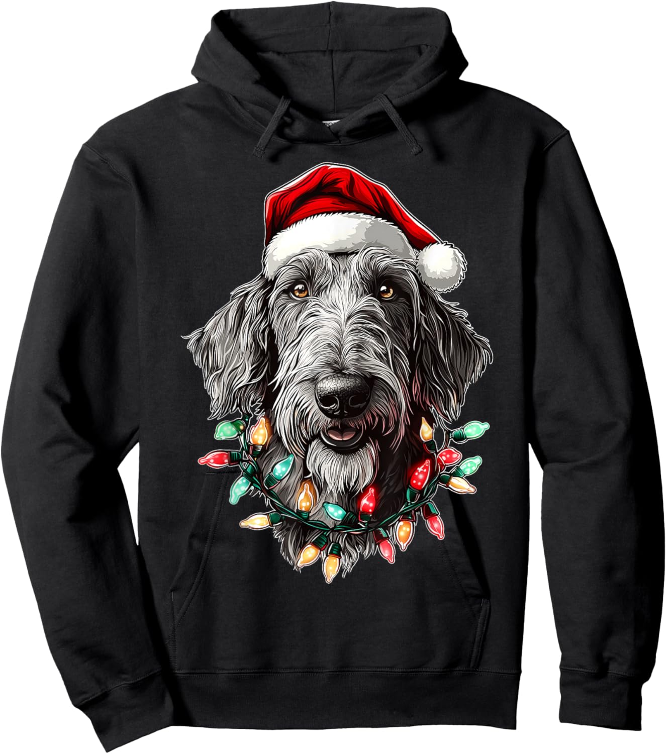 Irish Wolfhound Dog Christmas Hat Xmas Women Kids Hoodie - Hoodie | Black